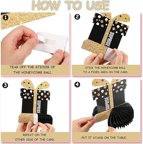 Miniatura 4 de 8 piezas de decoración de fiesta de feliz cumpleaños, centros de mesa de panal de abeja, decoración de mesa para recuerdos de fiesta, accesorios de