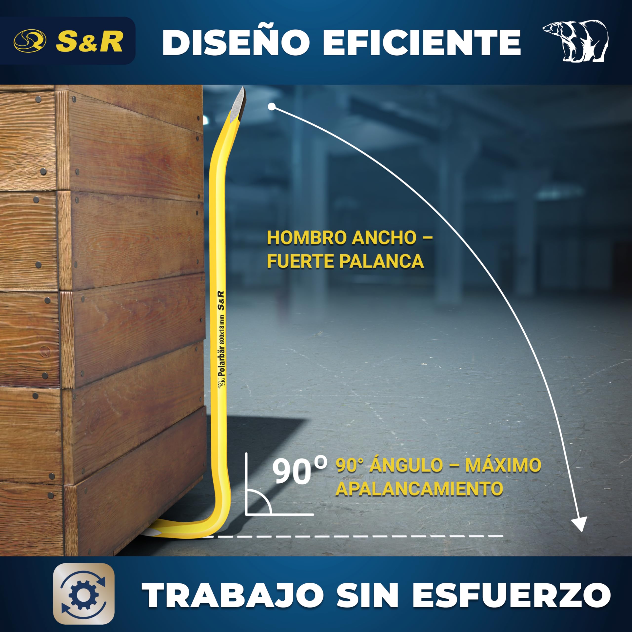 S&R 2 Palancas Sacaclavos Profesionales 50 cm y 80 cm – Barra Desencofrador Pata de Cabra Grande y Pequeña para Palets de Madera Clavos Mamposteria.