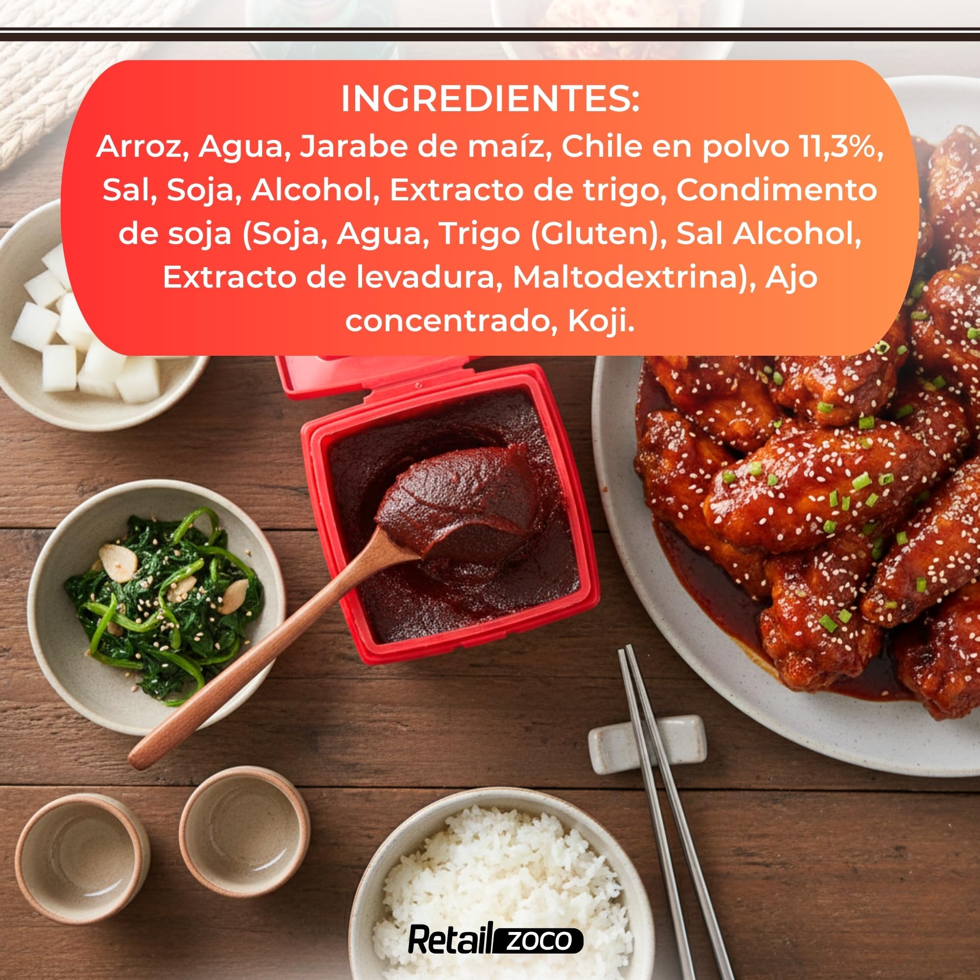 Pasta de chile Gochujang, Salsa Coreana de Guindilla y Arroz, Esencial para la cocina coreana, Ideal para preparar bibimbap, tteokbokki, marinadas para carnes o tofu, Contiene 2 botes de 500 gr — view 3