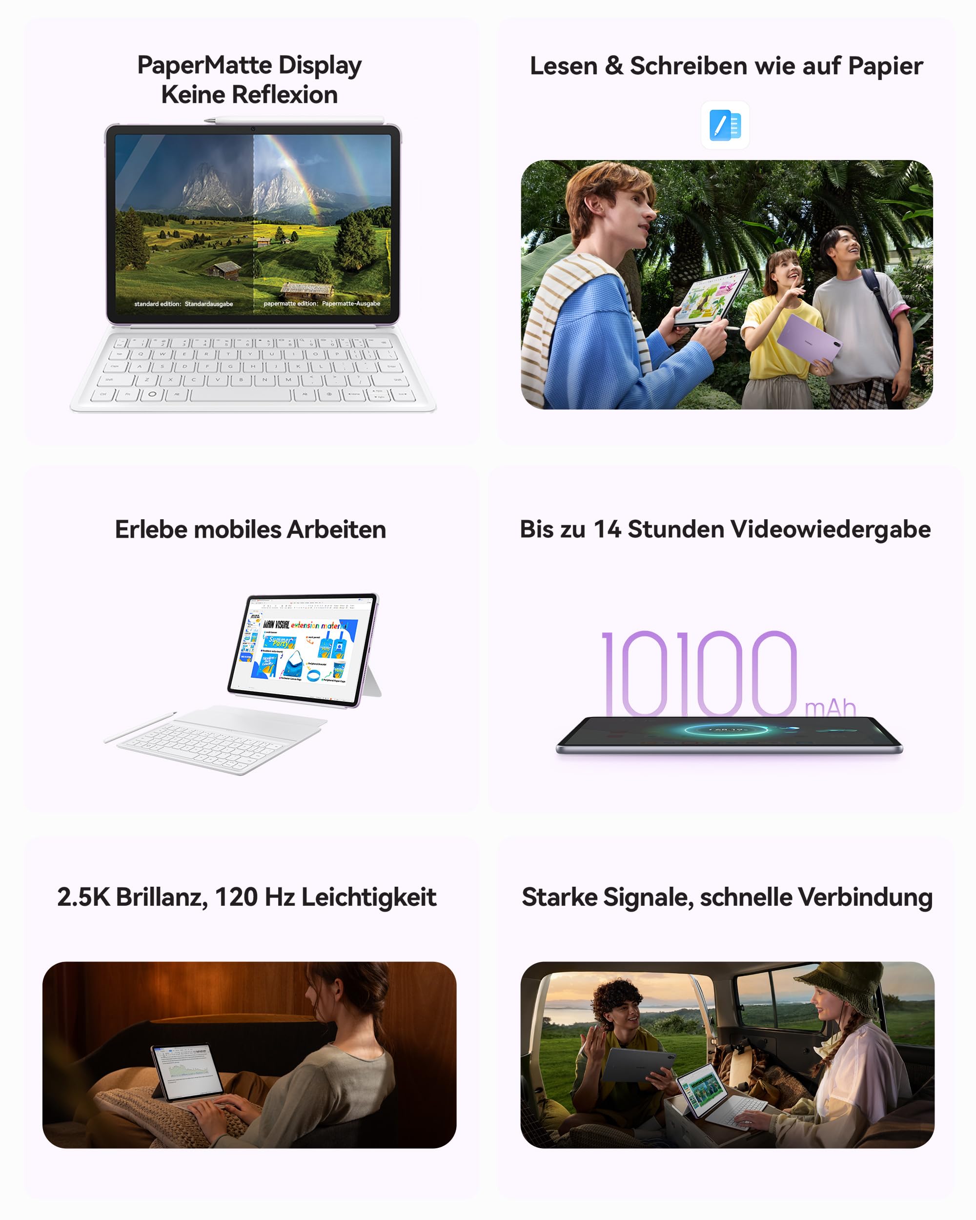HUAWEI MatePad 11.5 2025 Tablet mit M-Pencil, 8+256GB | 2.5K 120Hz, PaperMatte Display, 10.100 mAh Akku, Bis zu 14 Stunden Videowiedergabe, 40 W Supercharge, Wi-Fi 6, Gaming