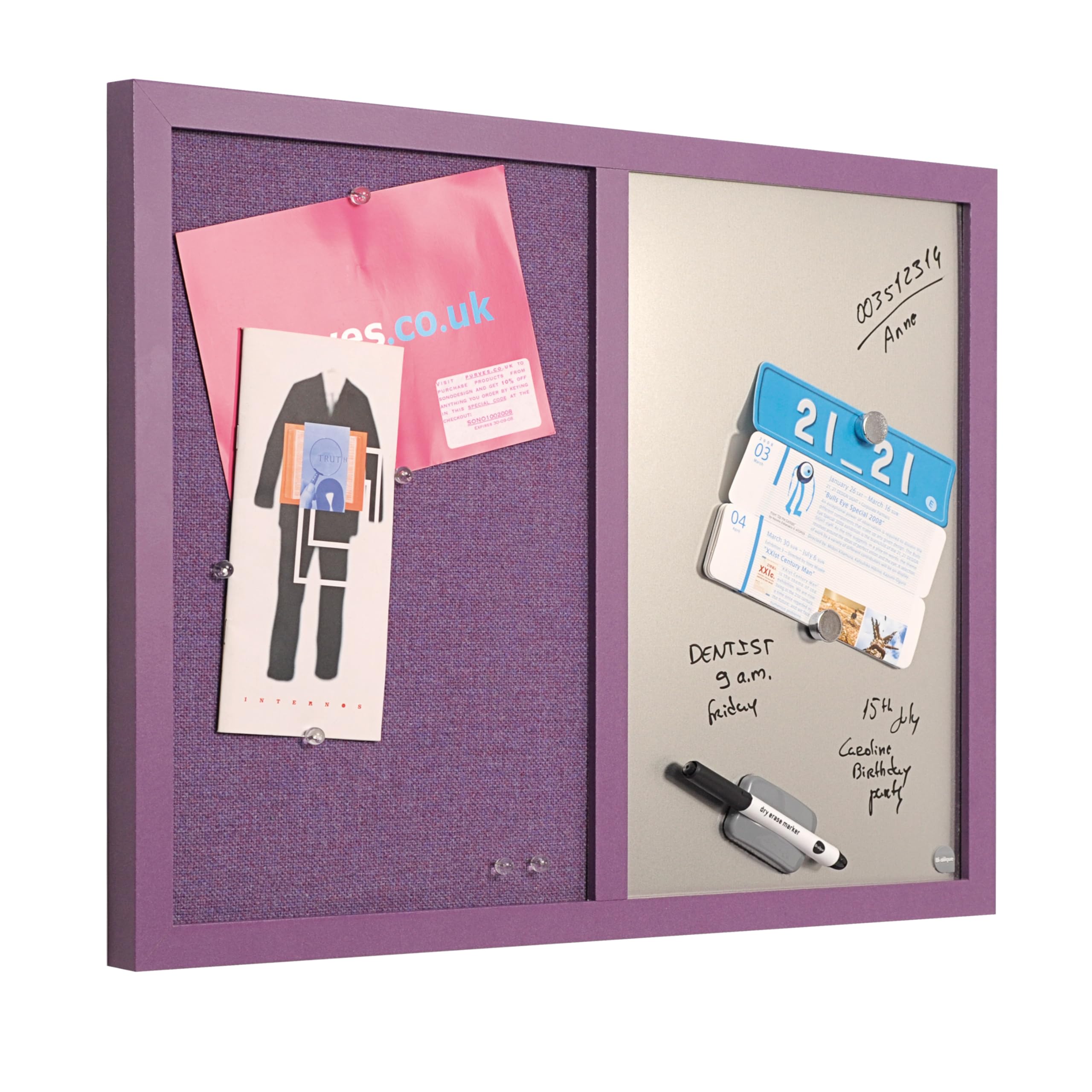 Bi-Office Lavander - Tablón de anuncios, 60 x 45 cm