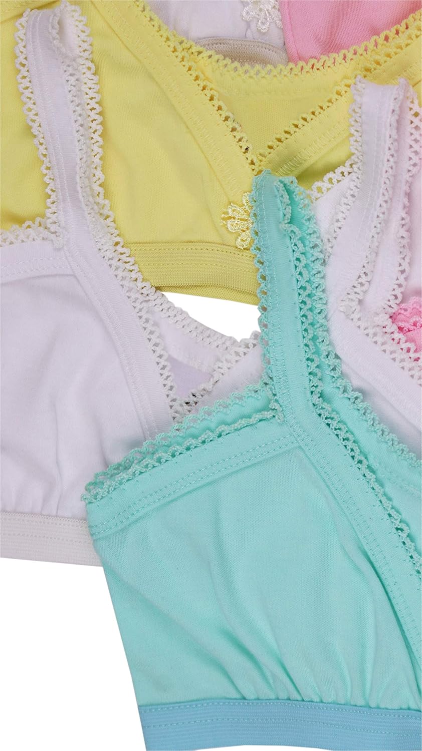 ToBeInStyle Girl's 4 Pack Elastic Crochet Trim Fold Over Cami Training Bras - Image 5