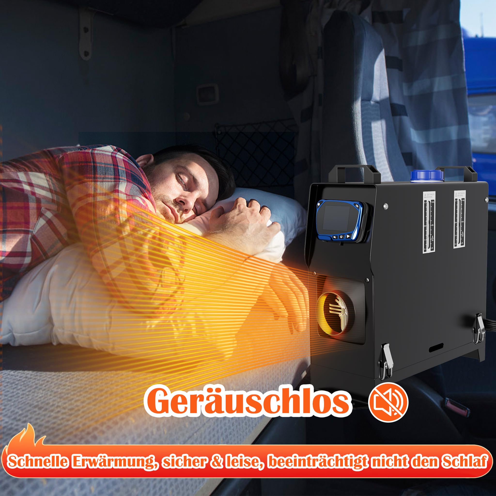 NAIZY Chauffage Diesel 12 V 8 KW Chauffage de Stationnement Diesel avec écran LCD et Télécommande et Interrupteur de Poignée Air Diesel Heater pour Voiture Camion RV Bus (Type A, Noir)