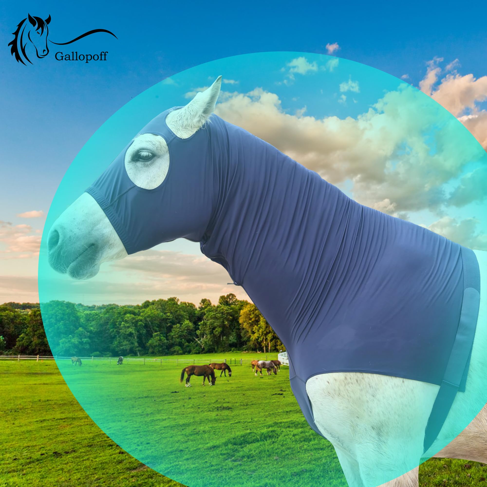 Capucha Elástica con Cremallera para Caballo, Ideal para Proteger el Cuello y la Cabeza con Comodidad — view 3