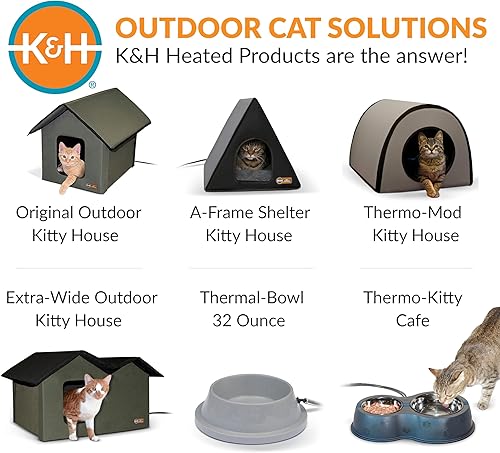 Miniatura 9 de K&H Pet Products - Tazón térmico de agua para gatos y perros, para el aire libre, con calefacción, color gris, 32 onzas