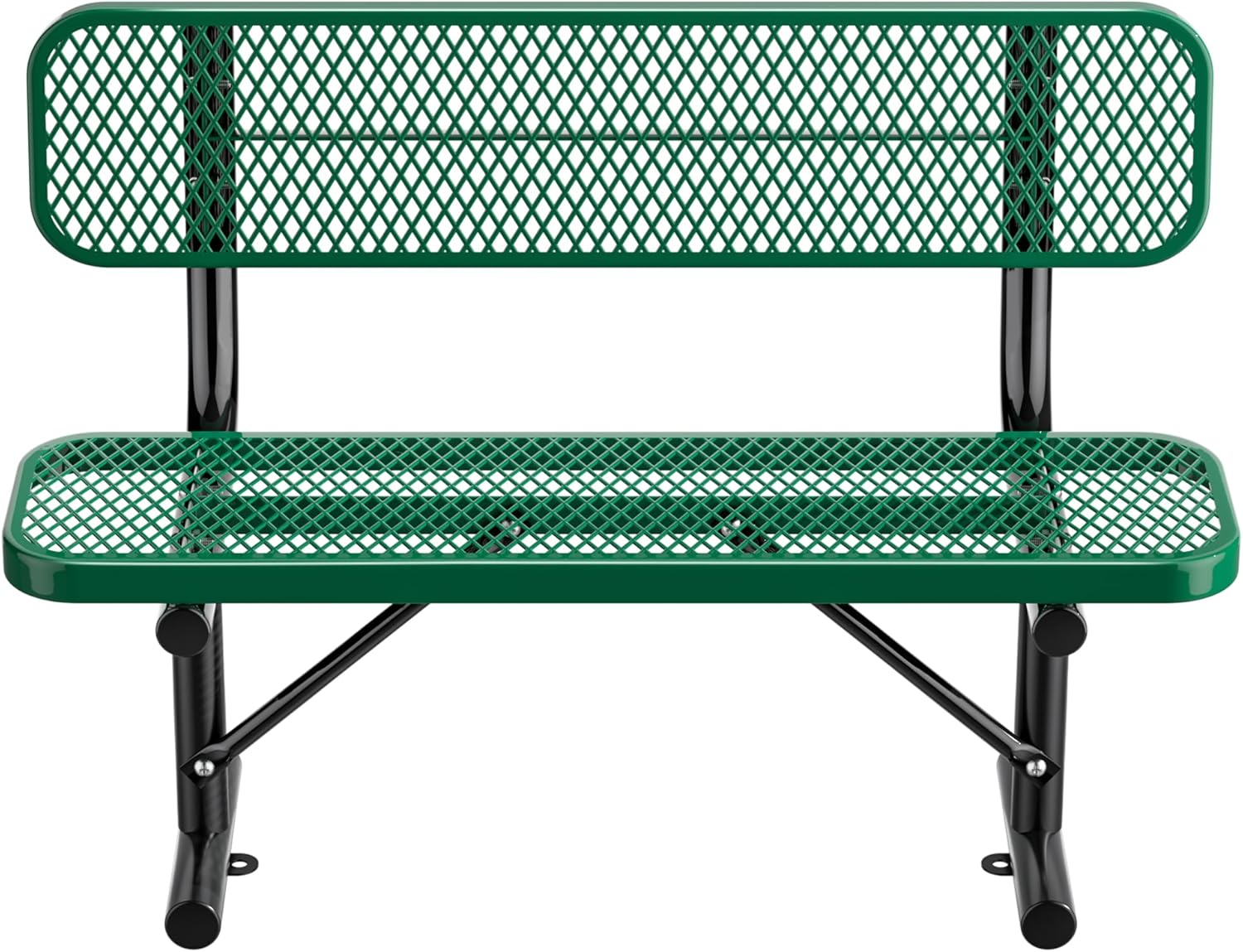 Thermoplastic Coated Iron Park Bench for Outside, Heavy Duty Metal Garden Bench, Expanded Commercial Grade Seating for Shopping Malls, Lawn Yard Porch Entryway (Green with Backrest, 48IN)