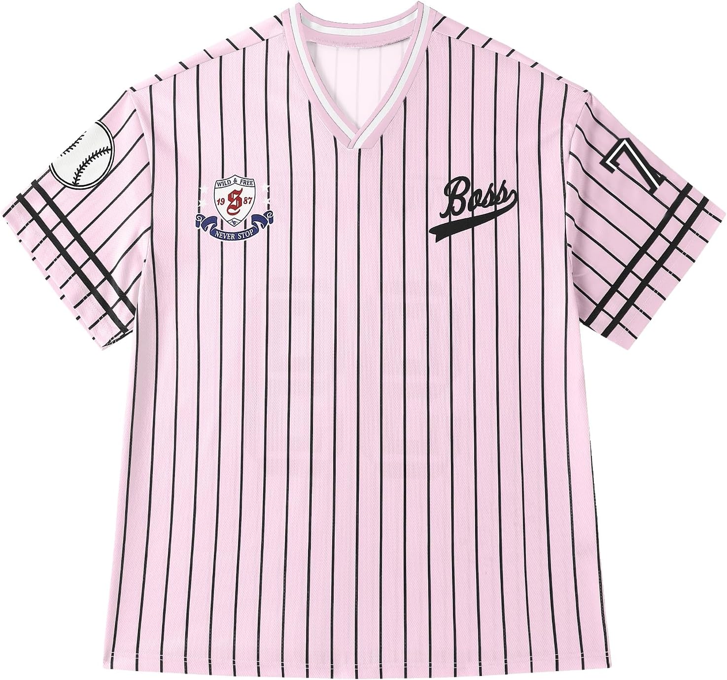 iWoo Oversized Jersey Shirts for Men Women Y2k Graphic Tees V-Neck Baggy Short Sleeve Tops Fashion Streetwear Shirt