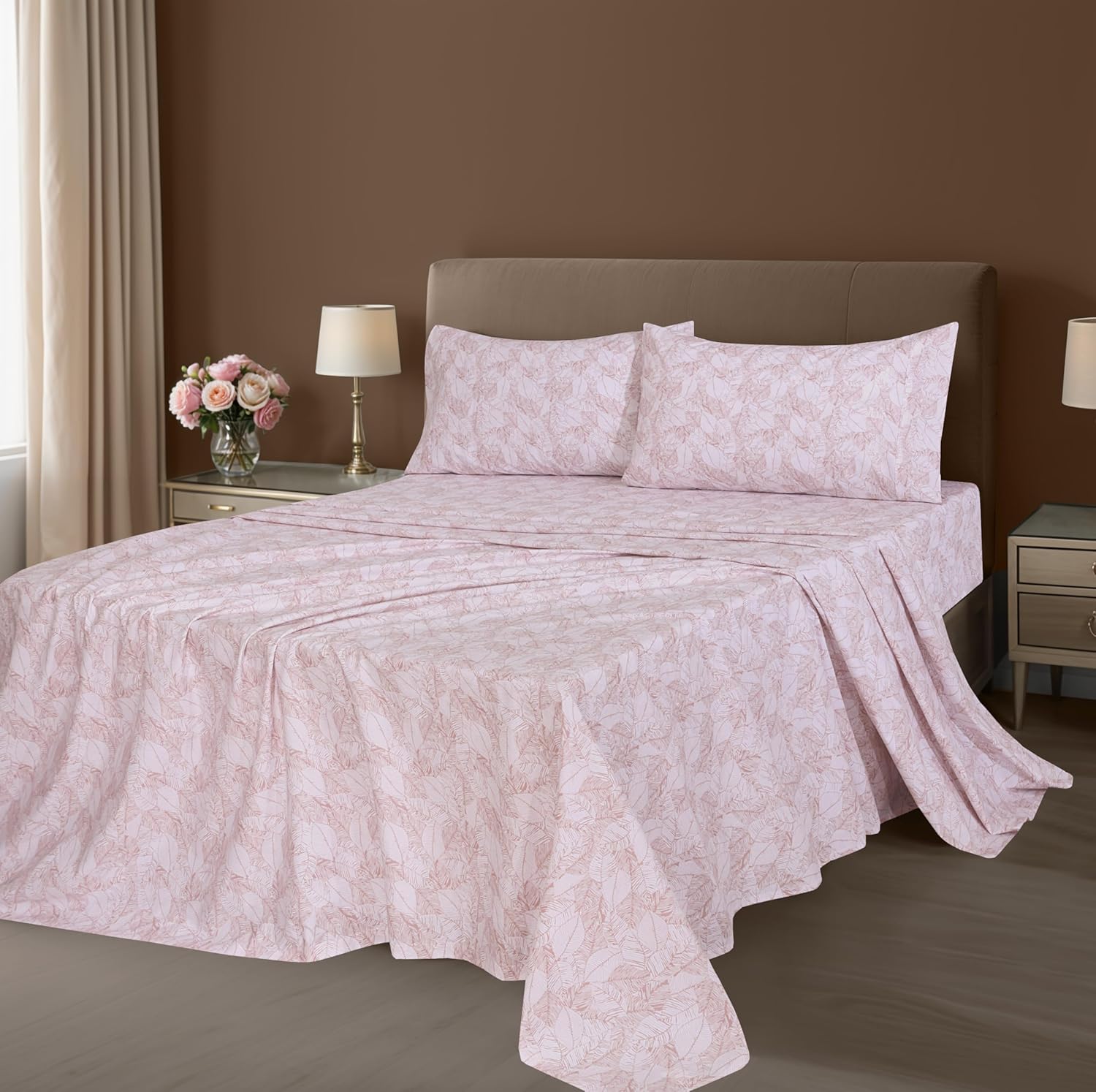 ZOYER 100% Cotton Sheets – Full Size Percale Bedding, Cooling & Breathable, Durable with a Crisp, Soft & Comfortable Feel, 16" Deep Pocket, 4-Piece Set, Negative Print - Image 2