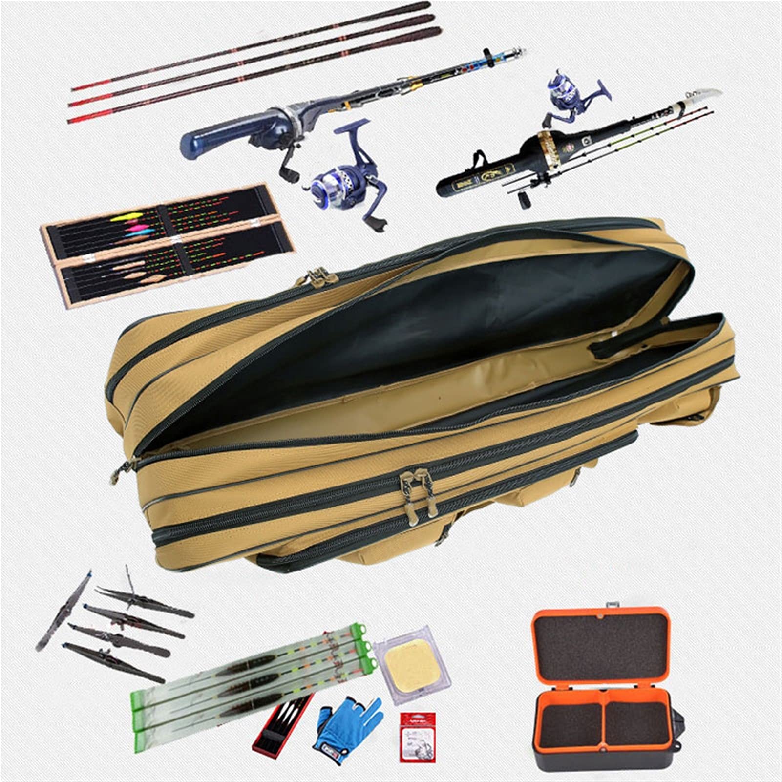 Angeltasche Angeltasche 3 Schicht Oxford Tuch Klapp Angelstange Abdeckung Taschen Einzelner Schulterfischen 80/ 100/ 120 cm Outdoor Fish Rucksack Angelrutenkoffer ( Color : 3 Layer 80 cm Khaki )