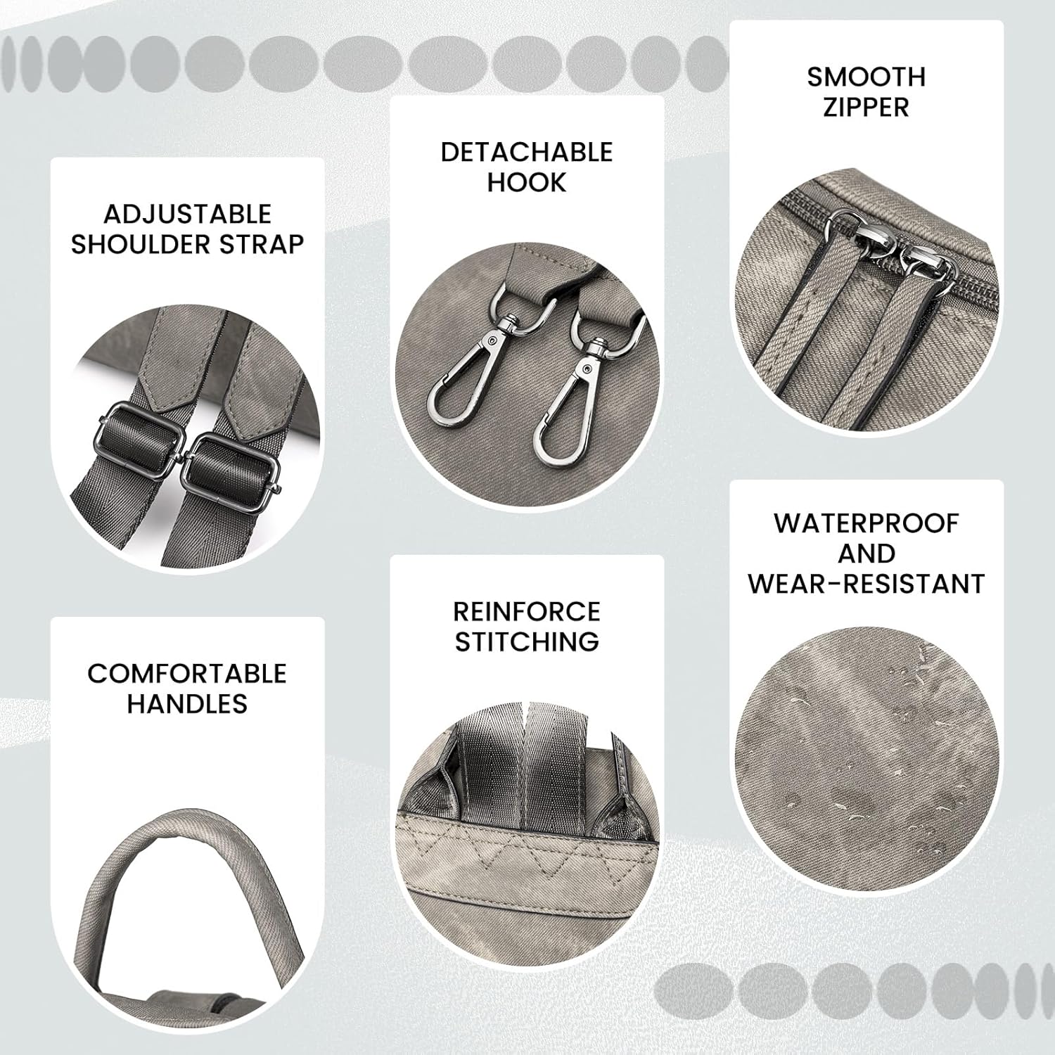 Backpack Purse for Women, PU Leather Back pack Purse, Multiple Pockets Anti Theft Backpack with Adjustable Straps, Women Back pack for Daily Work Travel, Grey - Image 6