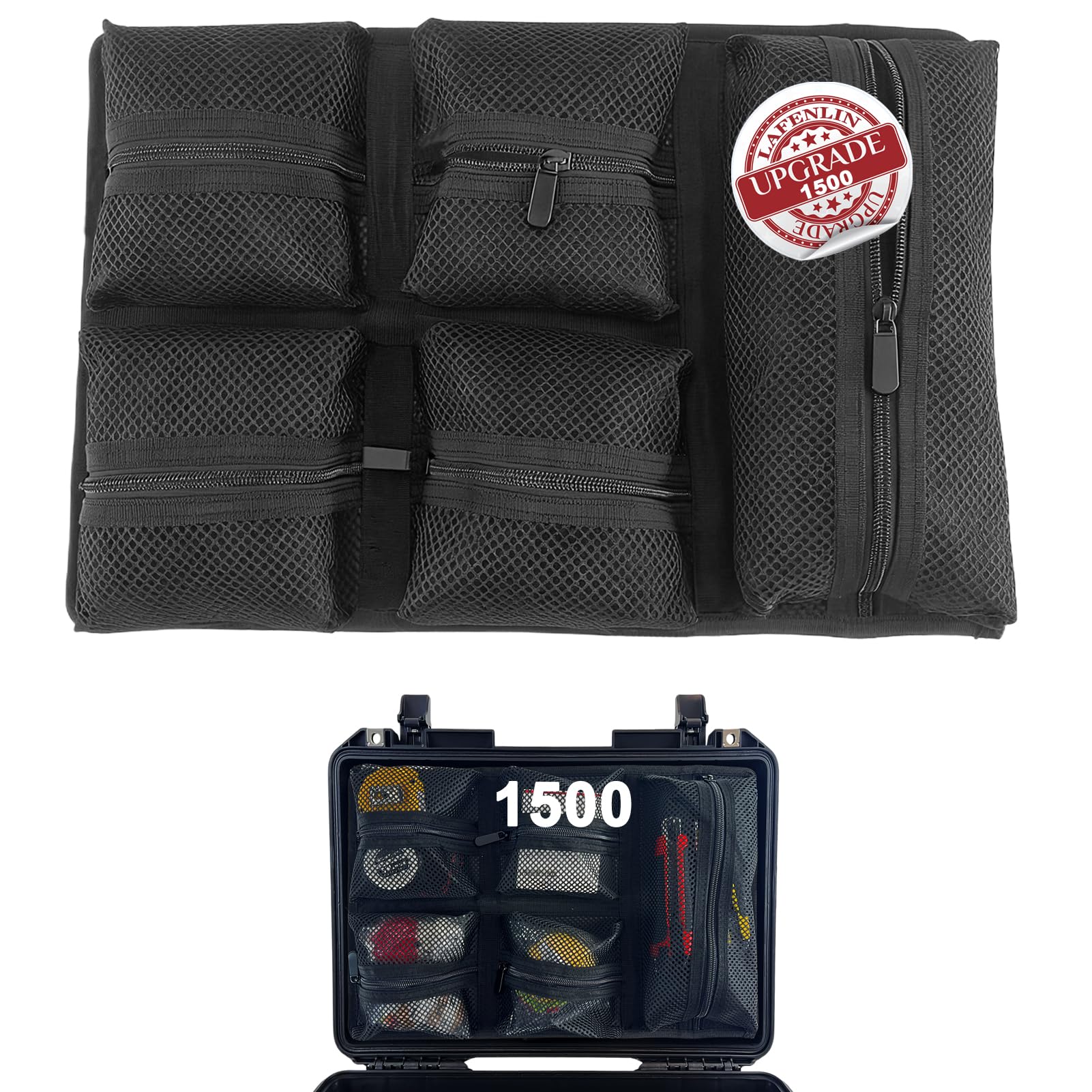 LAFENLIN Lid Organizer for Pelican 1500 Case, Hook &amp; Loop (Screws Inc.)