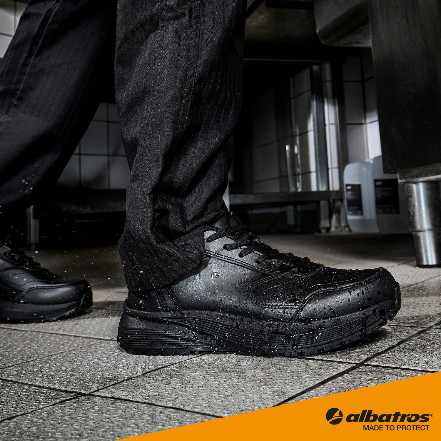 ALBATROS Vibe - Zapatillas de trabajo antideslizantes O2 para hombre y mujer, muy ligeras, antideslizantes, ideales para el trabajo, color negro