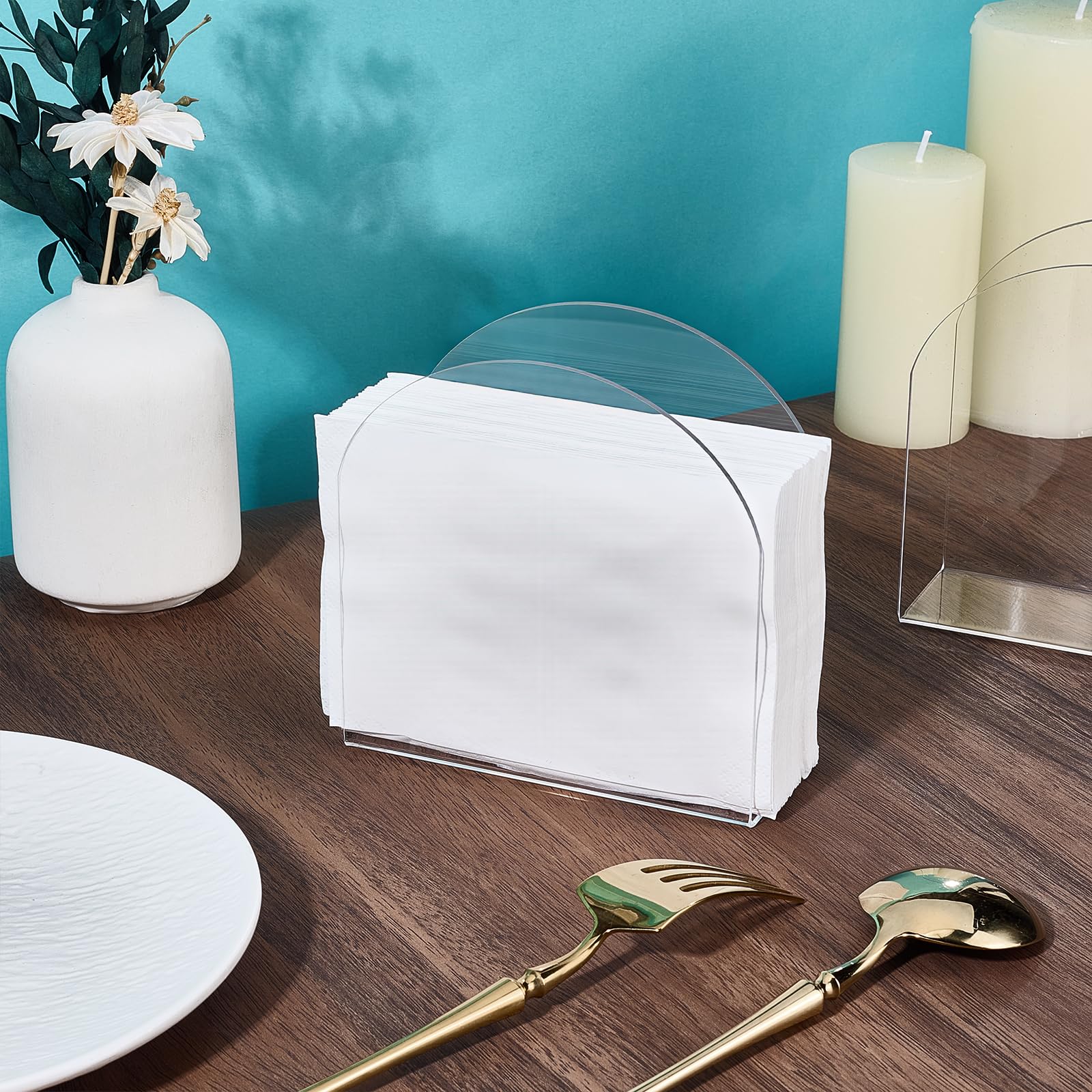 12 servilleteros de acrílico transparente para mesa de baño, toallero de invitados, dispensador de servilletas vertical para cocina y bar, 125 x 125 x 50 mm