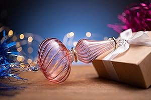 Unique Blown Pink Glass Christmas Tree Ornament