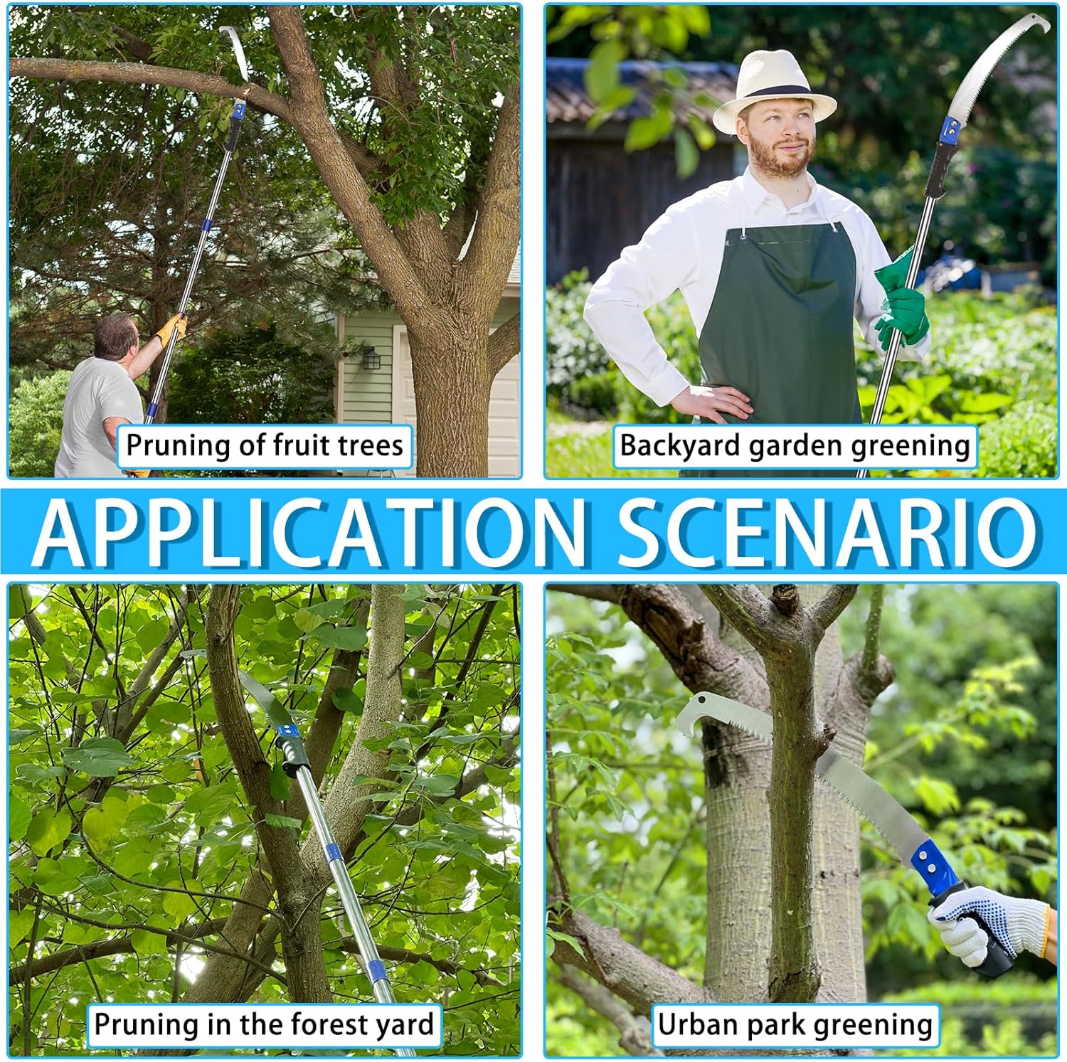 [14 feet] Pole Saws for Tree Trimming Extendable High Pruning Saws Manually Stainless Steel Gardening Saws Extension Bar Saw Pole Pruning Limb Saw for Trees, Bamboo Wood, Plastics