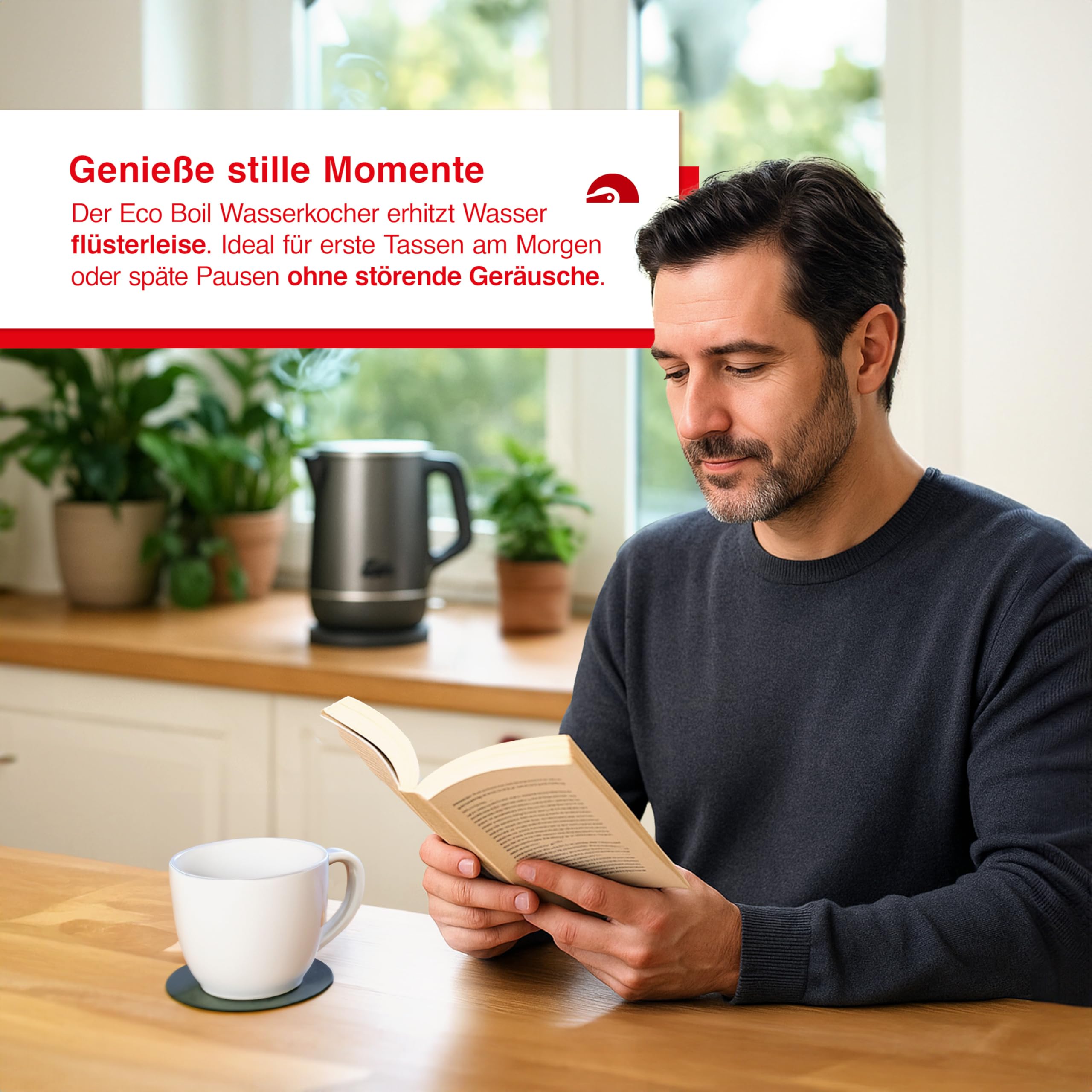 Solis Eco Boil Wasserkocher (Typ 5520) – leise & schnell für entspannte Genussmomente, bis zu 25% effizienter dank 3D-Heizsystem, 0,2 l Mindestfüllmenge, doppelwandig, BPA-frei & leicht zu reinigen