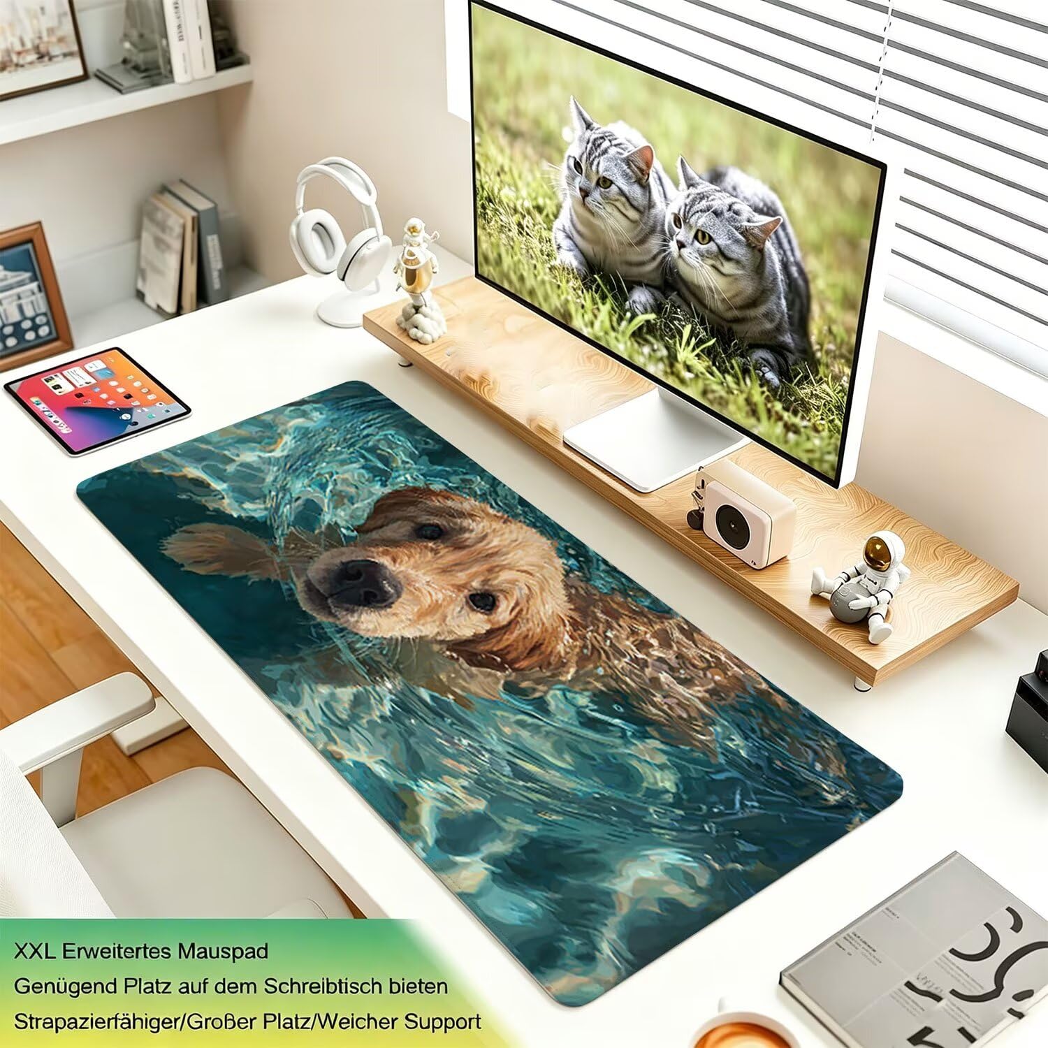 Podkładka pod mysz XXL 1000 x 500 x 4 mm, podkładka na biurko pies śliczna 0x0-180