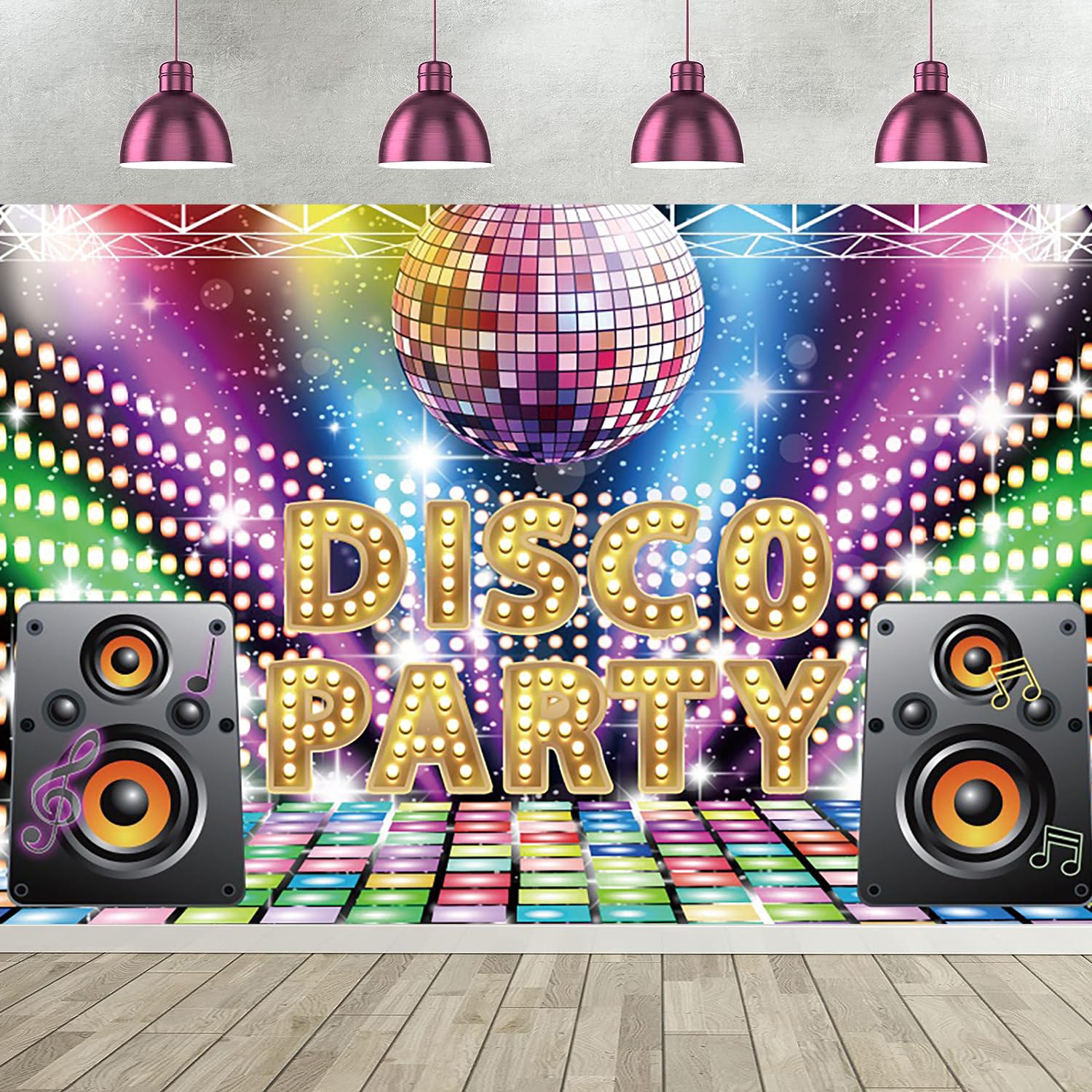 3x2.4m Sfondo disco vintage anni '70 '80 '90 sfondo fotografico festa discoteca facciamo brillare pazzo neon altoparlante notturno festa compleanno torta tavolo decorazioni banner photo booth props