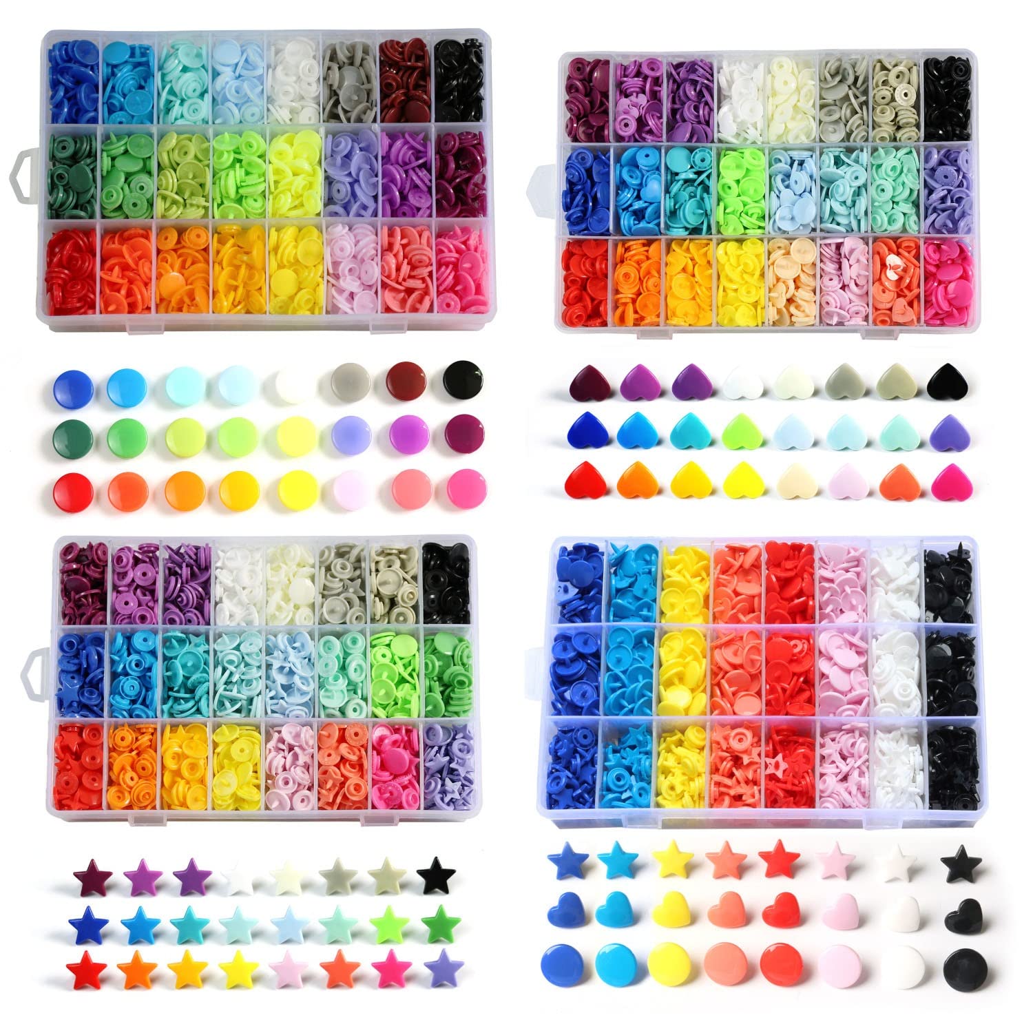 Botón T5 Snaps Botones de plástico con alicates Snaps establecidos for la Ropa de Costura, Baberos, cubrimiento de Lluvia -DIY Herramientas Hechas a Mano (Organizador Floral) Botón Joya(C360Pcs)