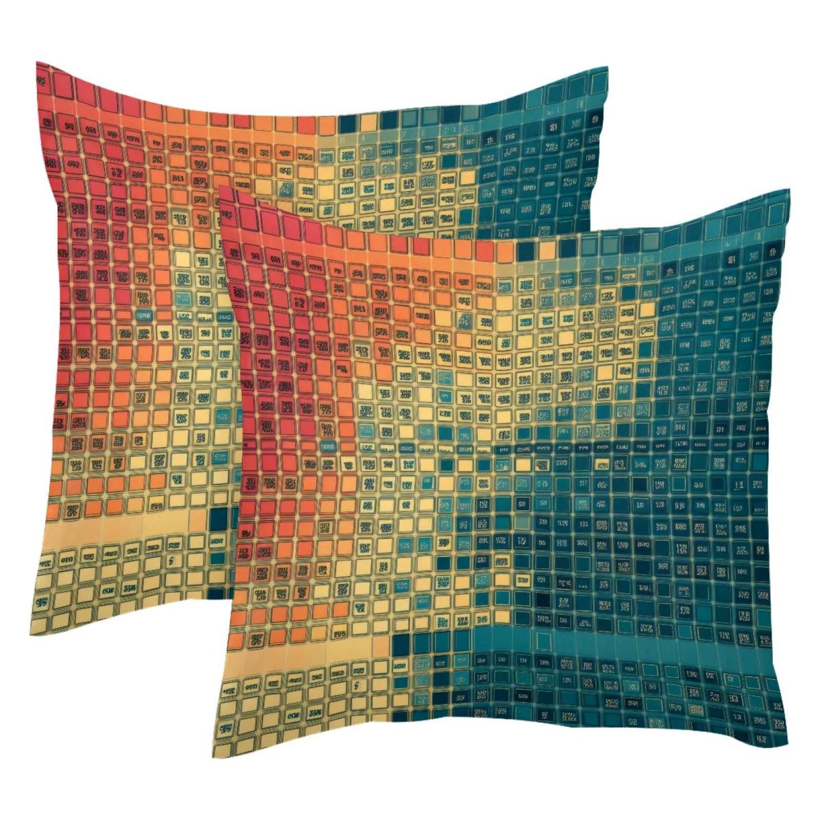 Housses de coussin en velours doux 50x50 motif double face, lot de 2 Table of Code de salon