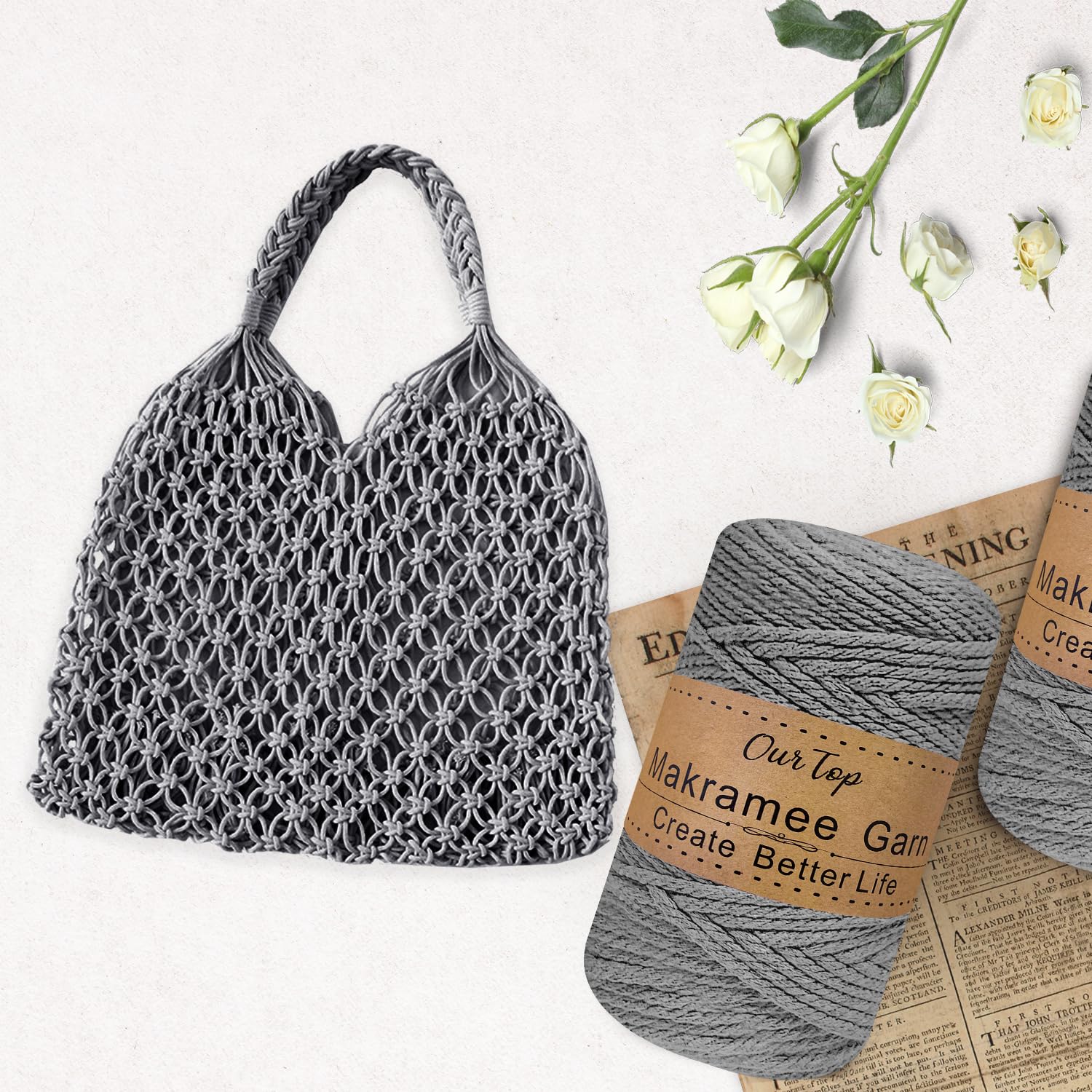 DXRPO Macramégaren 5 mm x 100 m, katoenen garen, macramé, koord voor DIY macramé, wandbehang, bloemenhanger, kerstdecoratie, cadeaus voor goede vrienden, plantenhanger, boho-decoratie, beige