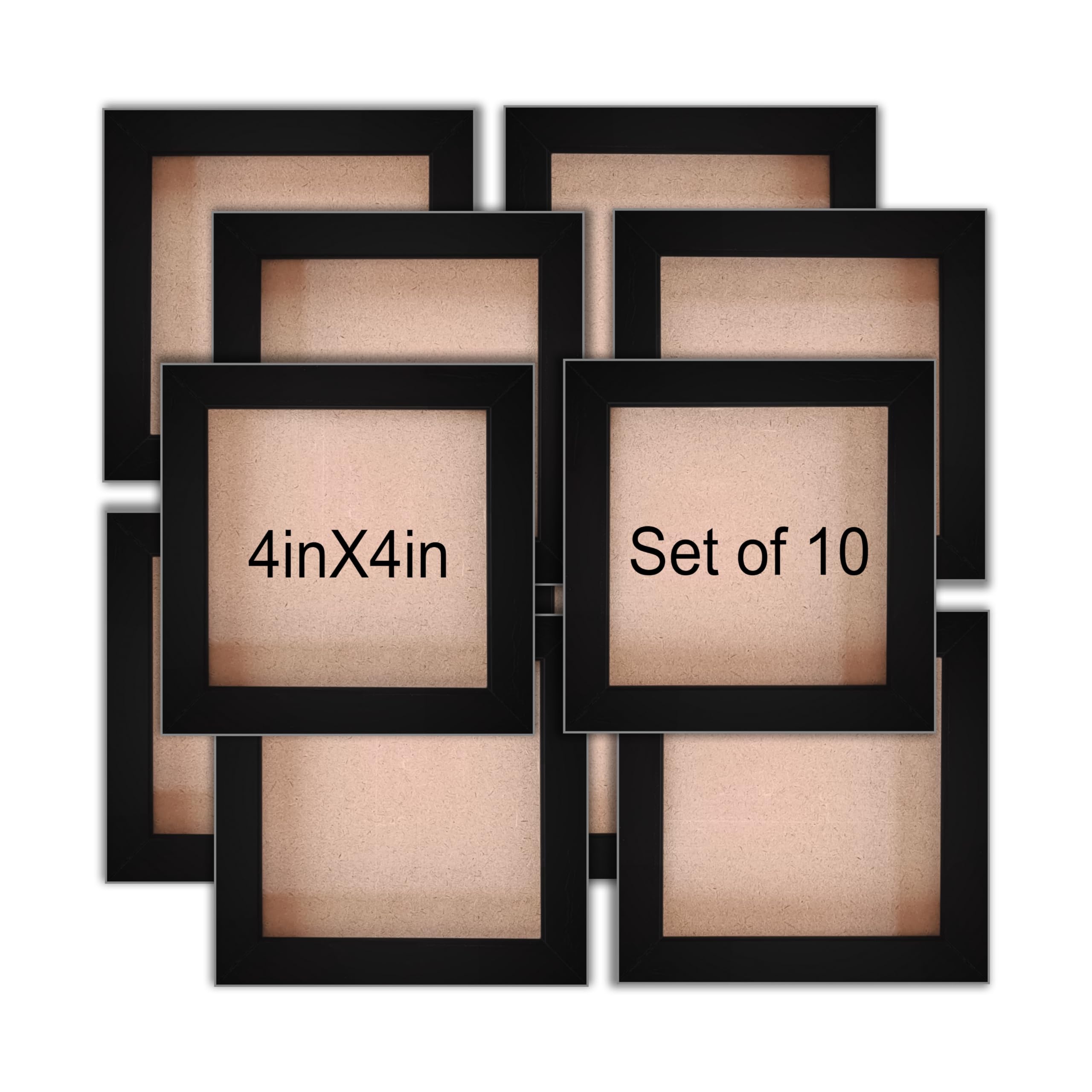 FRAME RANG Set of 10 Black 4x4 Inch Mini Picture Frames | Wall-Mounted Photo Frames for Collage, Home Decor, Living Room, Bedroom, Gallery Wall