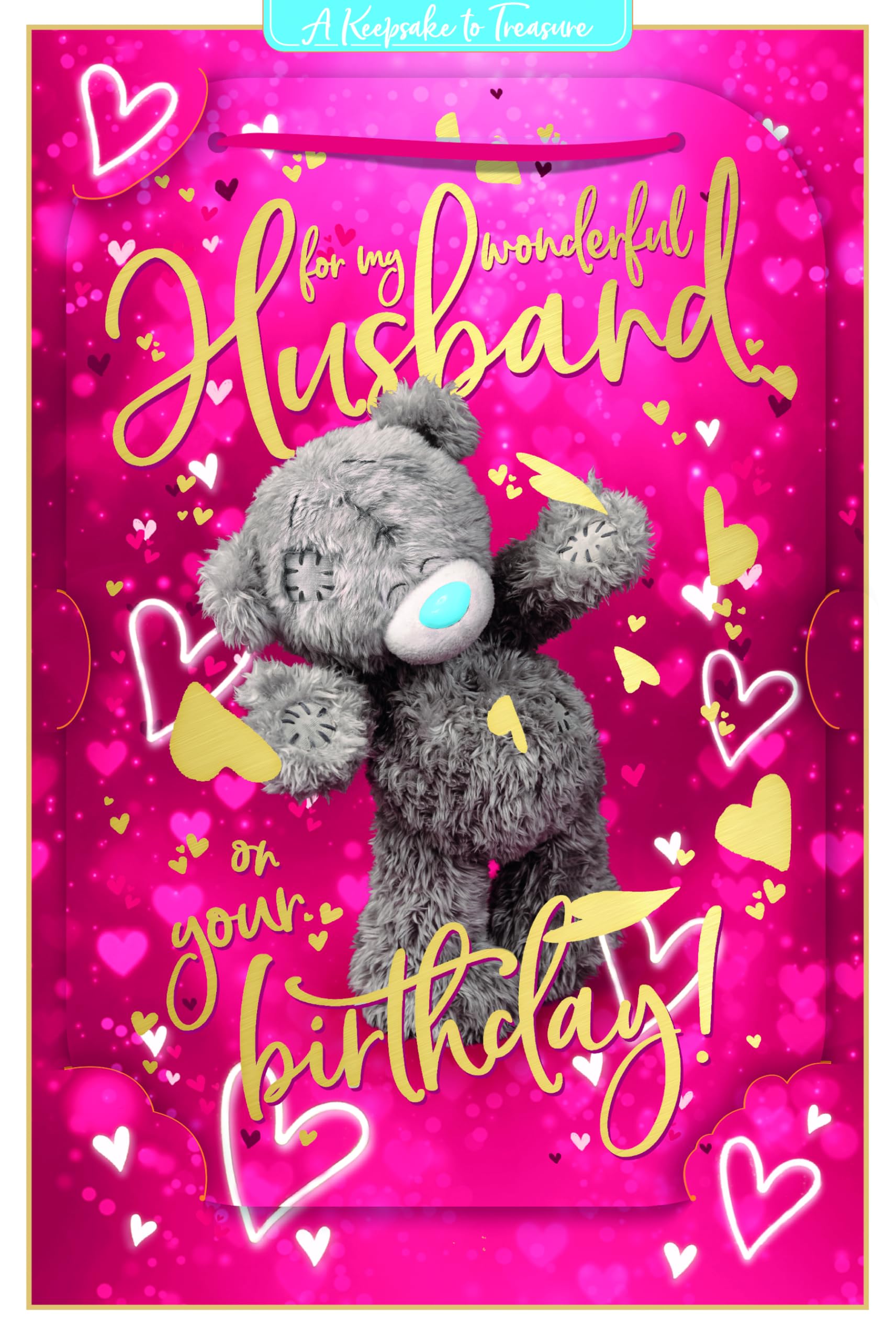 Me To You Tatty Teddy 3D Birthday Keepsake Card For Wonderful Husband 6x9ins - Official Collection