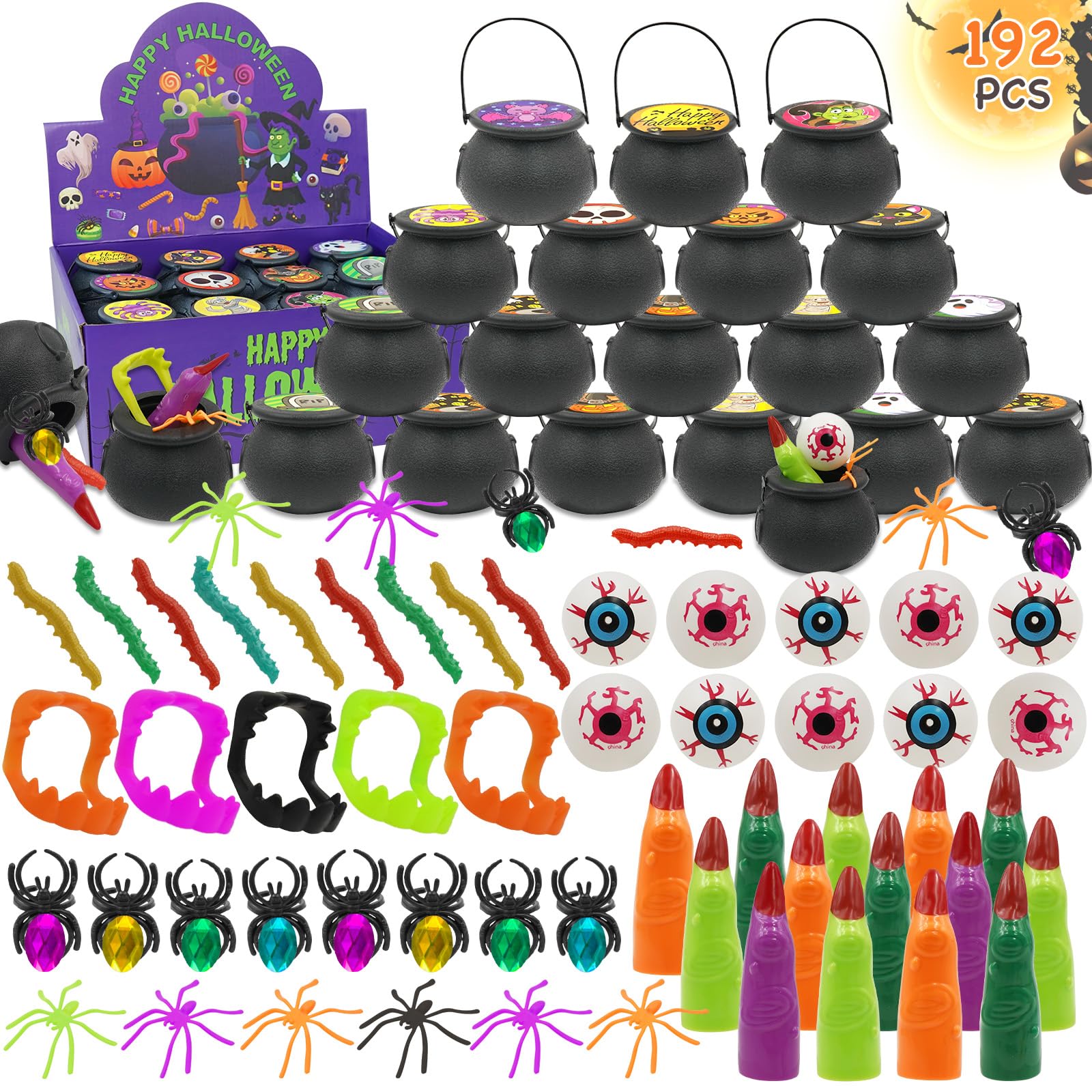192 PCS Halloween Party Favors for Kids, 24 Pack Prefilled
