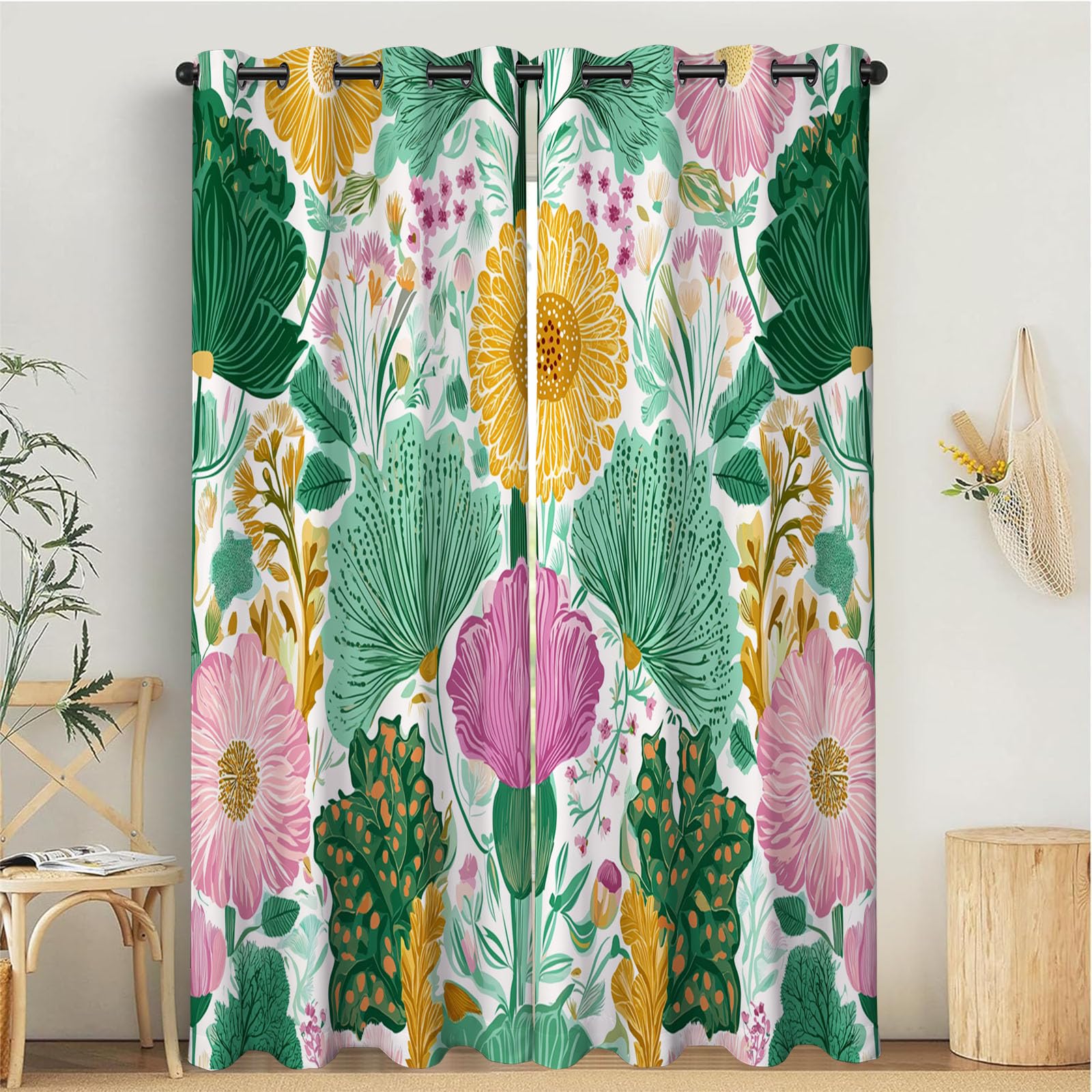 Rideaux occultants floraux 140x200 rideau isolant thermique chambre et salon
