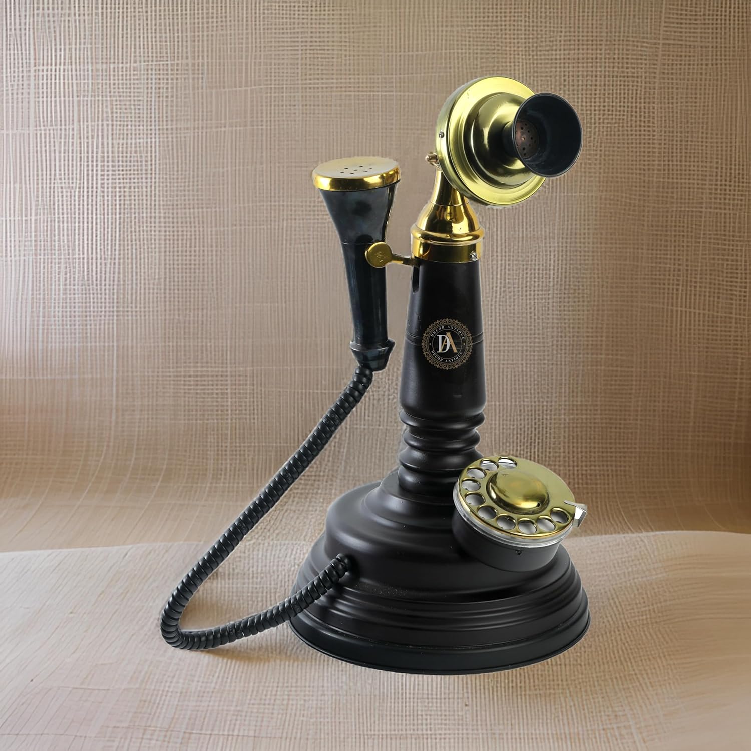 Antique Black Brass 17-inch-Hight Black Brass Landline Telephone | Vintage Telephone | 1950s Style | Vintage Telephone | Old-Style | Vintage Telephone |