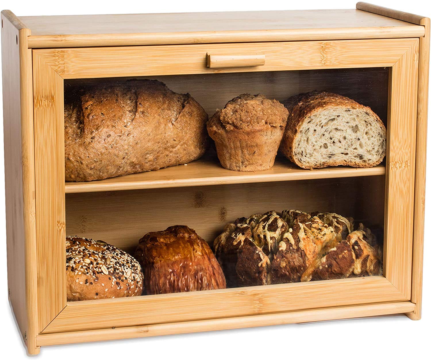 Large Bread Racks Snapklik.com : Grehge Bamboo 2- Layer Large Capacity Bread Box ...