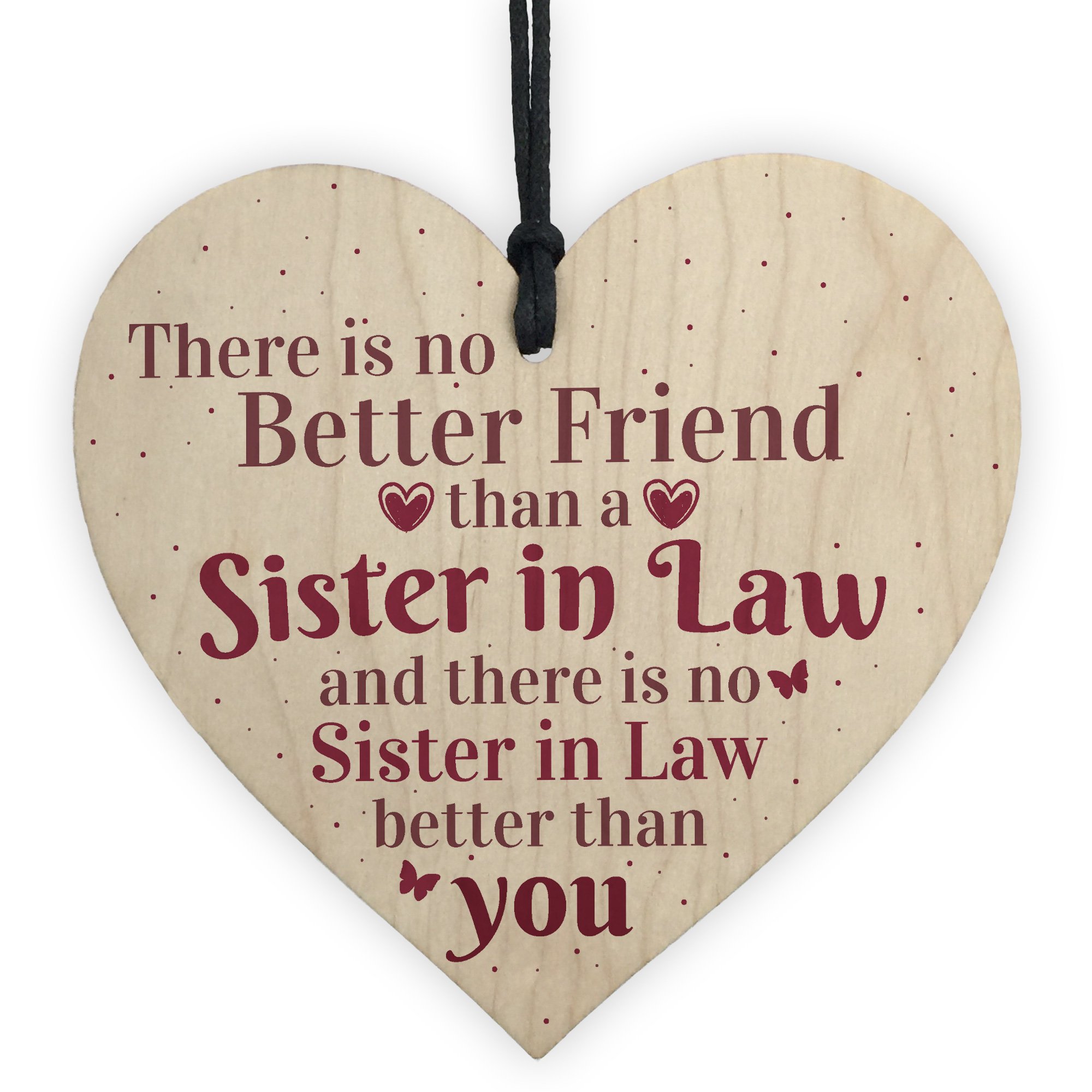 Red Ocean Handmade Sister In Law Wooden Heart Shabby Chic Thank You Gifts For Her Friendship Sign