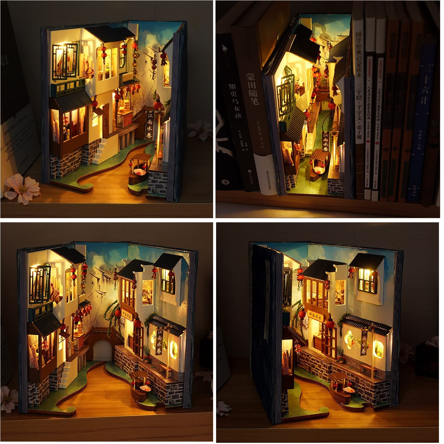 Alley World Bookshelf Insert Box,Book Nook Shelf Insert Kit,DIY Wooden