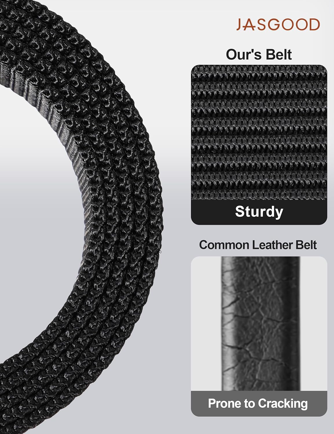 JASGOOD Tactical Heavy Duty Reinforced Nylon Belt for Men Adjustable Military Webbing Belt Strap with Metal Buckle - Image 3