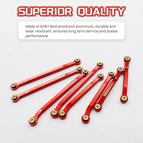Miniatura 2 de Enlaces de chasis de alta liquidación Enlaces de suspensión Enlaces de aluminio CNC Set para TRX4M 118 piezas de actualización (rojo)