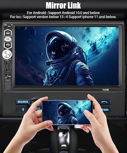 Miniatura 3 de Hodozzy Estéreo de coche de un solo DIN pantalla táctil de 7 pulgadas con Carplay Android Auto Bluetooth 5.1 Radio de coche 1 DIN Soporte Espejo