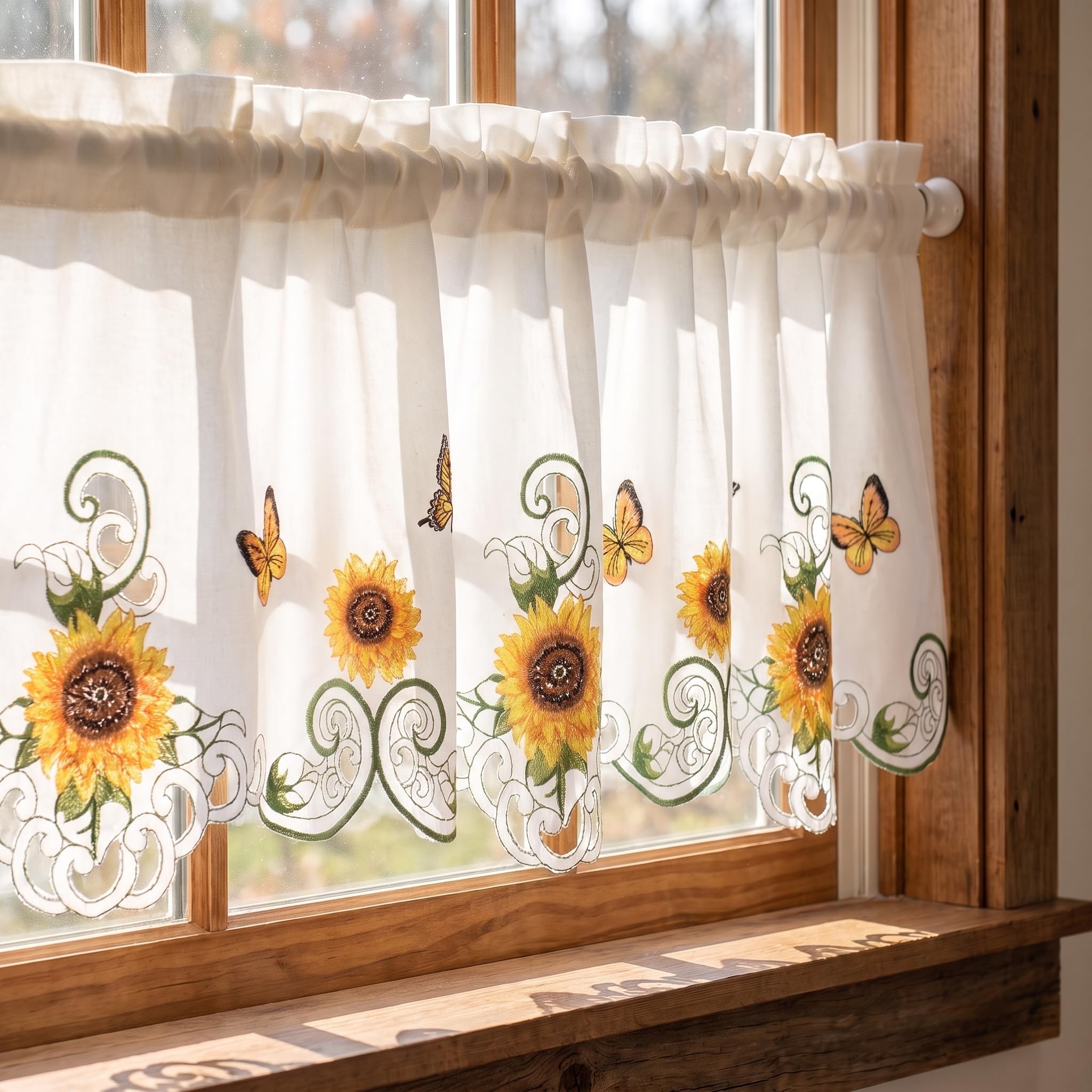 Molaxhome Beautiful Dazzling Embroidered Window Valance for Kitchen Decor — image 1
