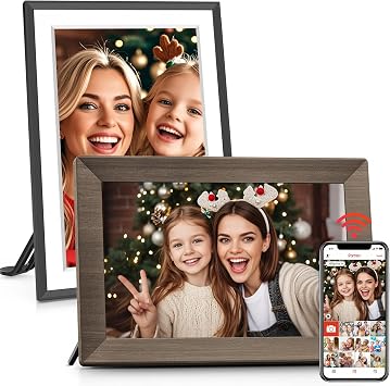 2 Pack -Frameo 10.1 Inch Wood WiFi Digital Picture Frame with 32GB Memory, 1280 x 800 IPS Touch Screen Smart Electronic Photo Frame
