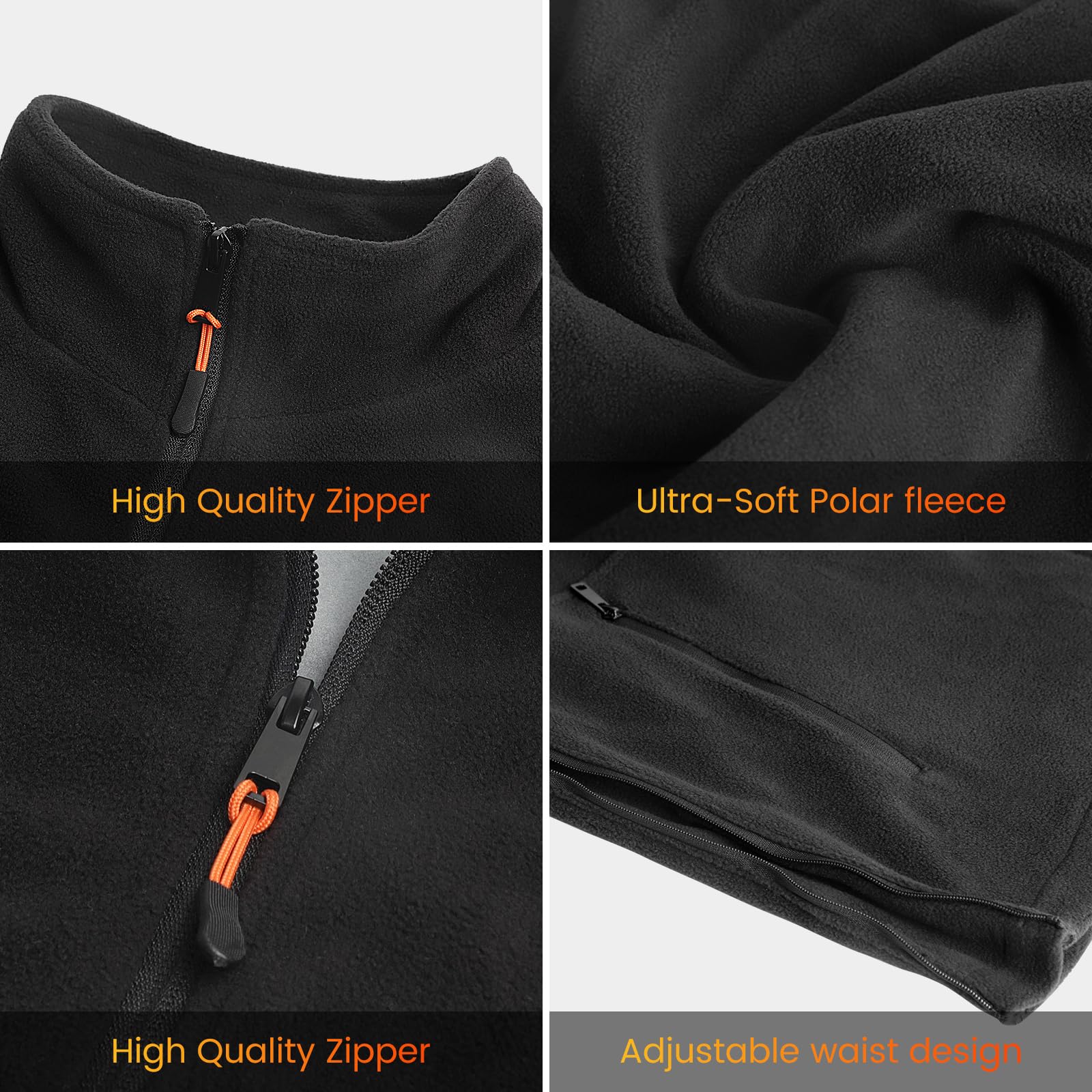 ISOPHO Gilet Riscaldato Uomo Donna, Leggero Giubbotto Riscaldato in Pile Polare con Ricarica USB Regolabile, Gilet Riscaldante lavabile in inverno (senza batteria) Nero