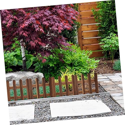 Miniatura 2 de MERRYHAPY Valla de jardín de piquete de madera con bordes carbonizados para decoración de jardín y balcón, borde portátil alto para una fácil