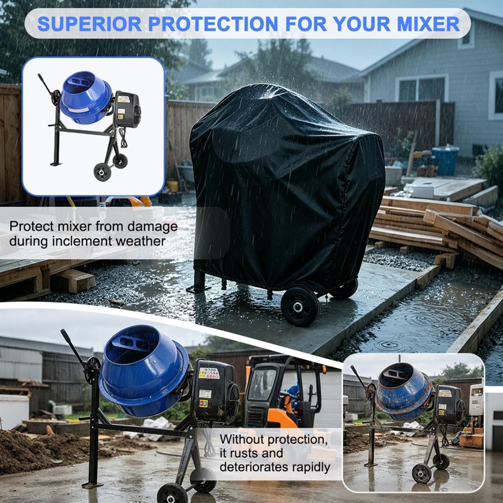 Hormigonera Exterior Protector resistente a rayos UV para máquina