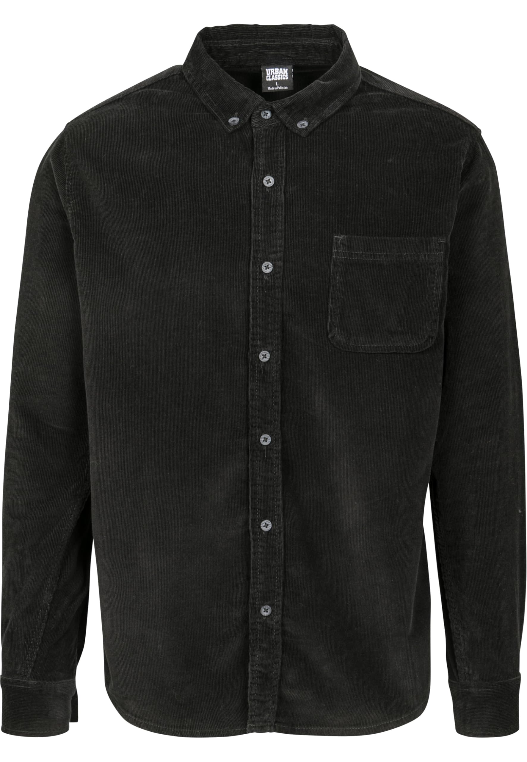 Urban Classics Men's Corduroy Shirt Long Sleeve Men's Shirt, Sizes S - 5XL, Black, XXL