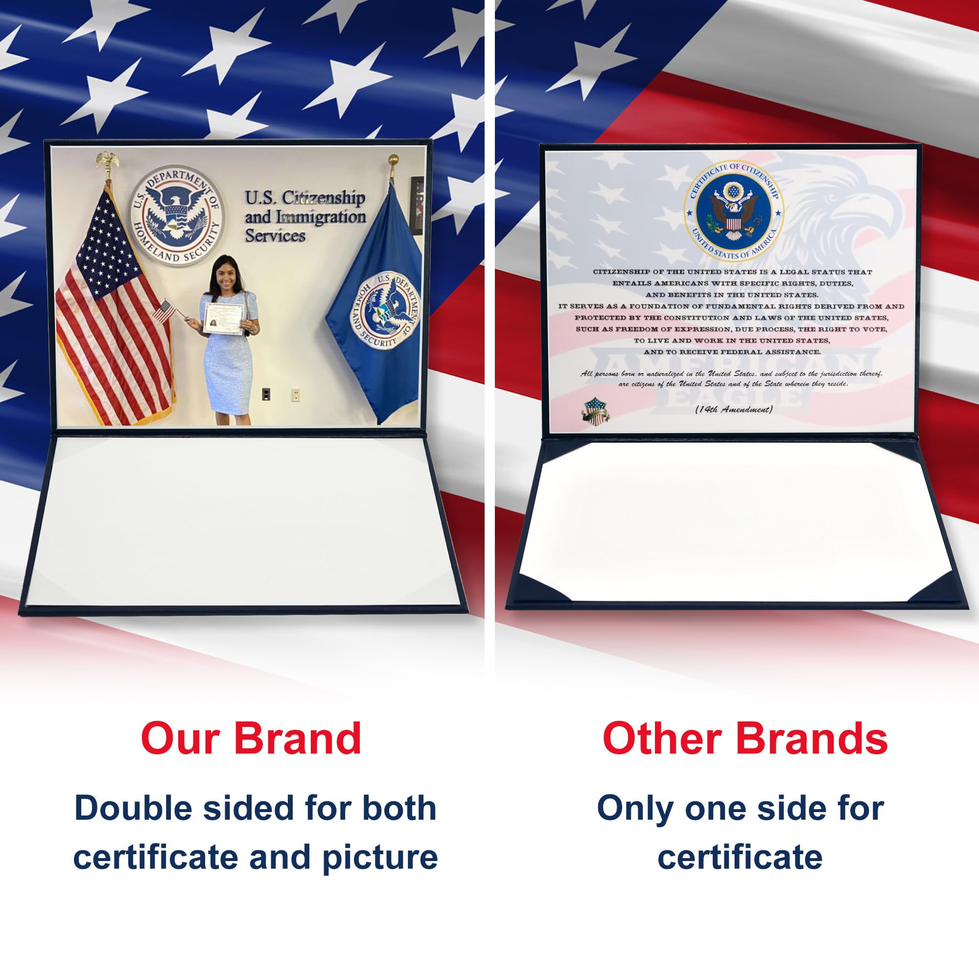 GraduatePro US Citizenship Certificate Holder | US Citizenship Gifts | Naturalization Certificate Padded Cover Printed with Golden Great Seal of The United States