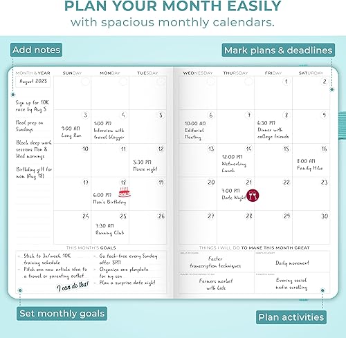 Vista 7 de Clever Fox Planner Schedule – Undated Weekly & Monthly Life Planner with Time Slots, Appointment Book & Daily Organizer, A5 (Aquamarine)