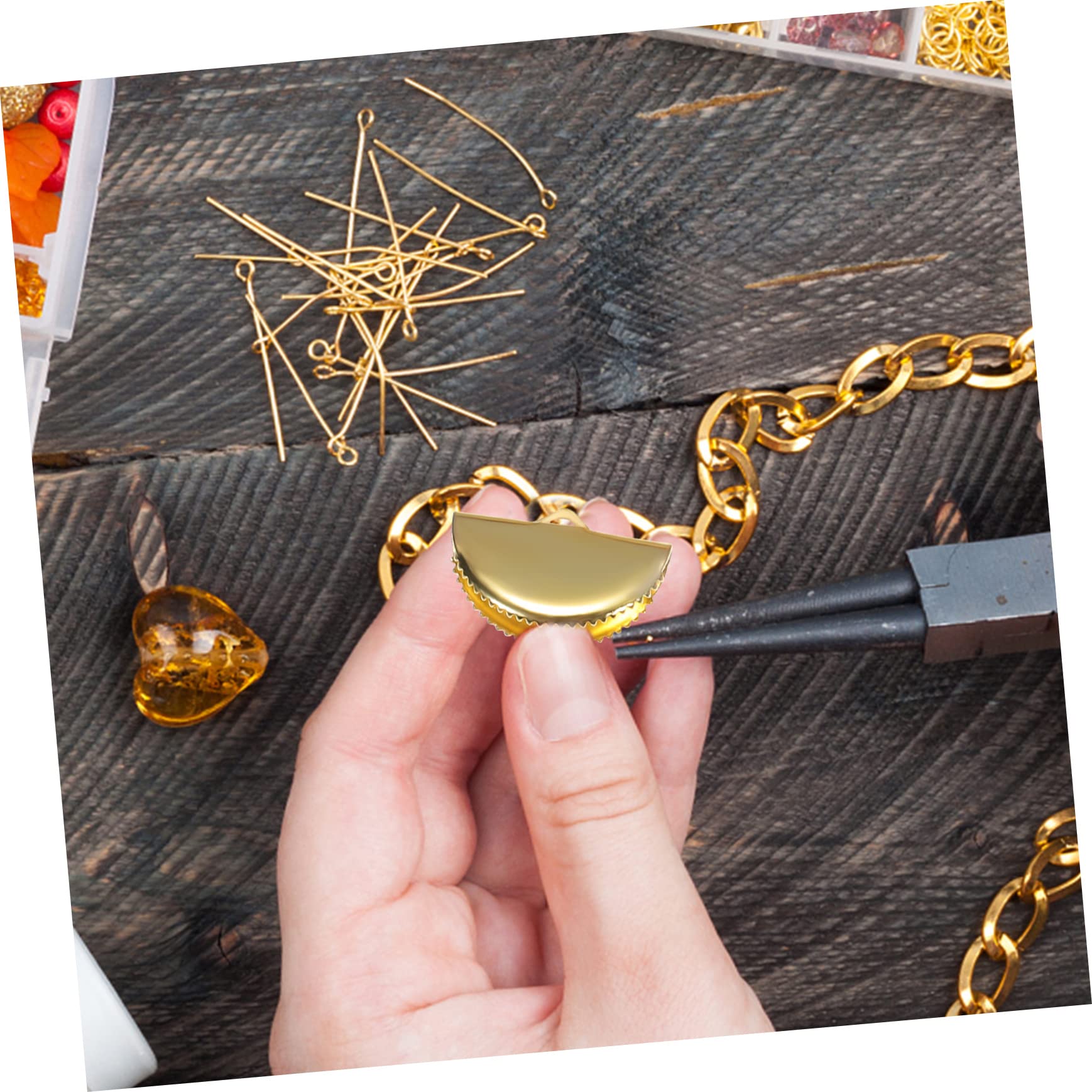 TEHAUX 5sets 60 Pcs Alloy Crimp Ends for Jewelry Making Mixed Colors Durable Fastener Clasps for Necklaces Bracelets Anklets and Crafting Projects 60pcs*5