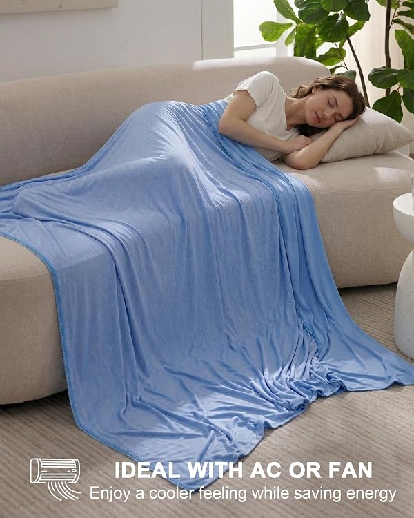 Cooling Blanket Queen Size Double-sided, Absorbs Heat to Keep Cool, Blue by DouxDosy - Used condition - Image 5