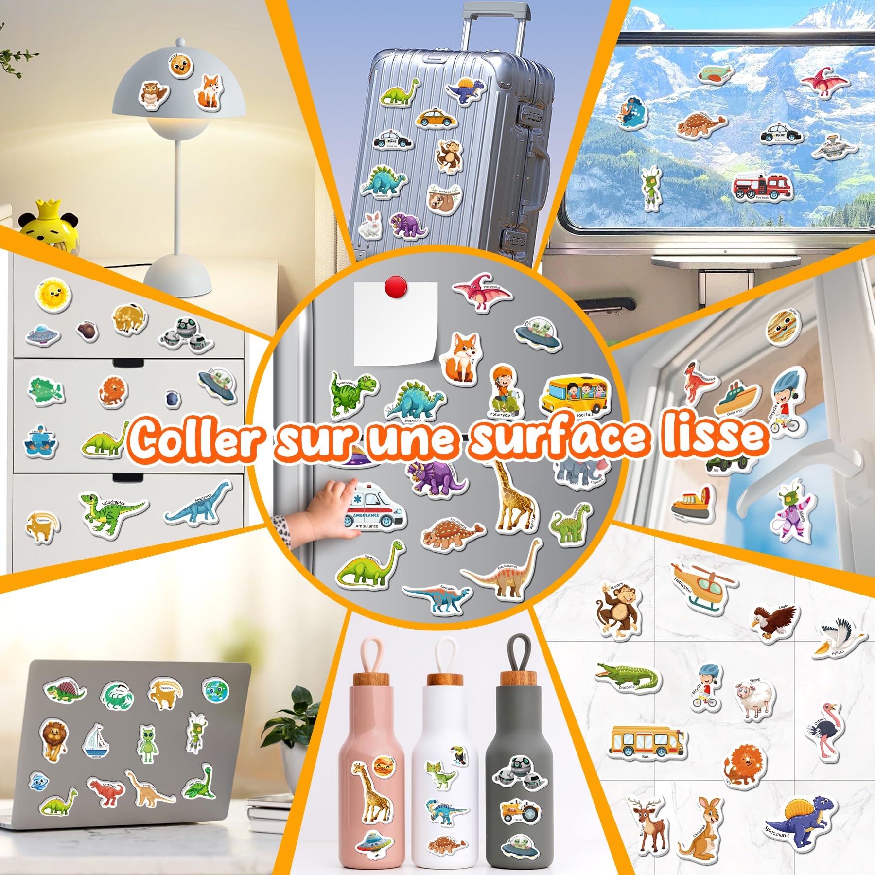 Ophy Gommettes Enfants 2 Ans - Autocollant Enfant 4 Pcs Stickers Réutilisables Véhicules Animaux l'espace Dinosaures 3D Livre Autocollant Jeux Educatif Enfant 2 3 4 5 6 Ans Jouet Sensoriel Cadeaux