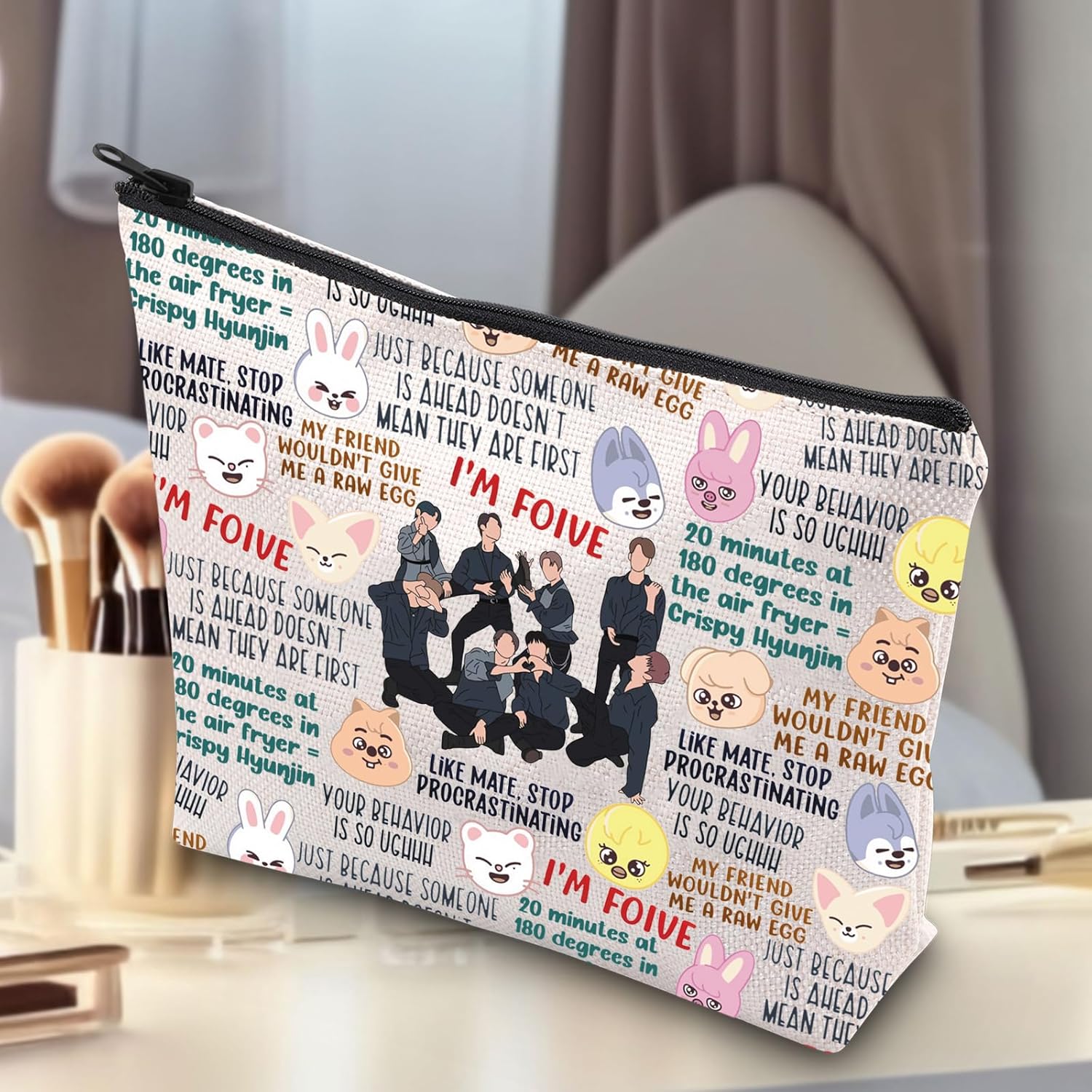 G2TUP Korean Stay Makeup Bag Korean Stay Gifts Stay Merchandise Korean Stay Zipper Bag (I'm foive) - Image 7