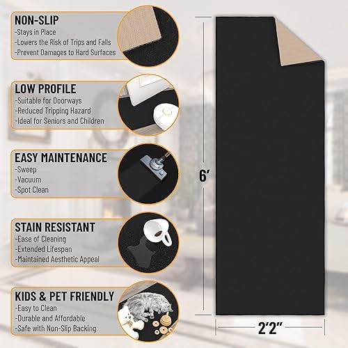 Miniatura 215 de Sweet Home Stores Alfombra lavable antideslizante con parte trasera de goma para cocina, pasillos, baño, entrada, dormitorio, 2 pies 3 pulgadas x 3