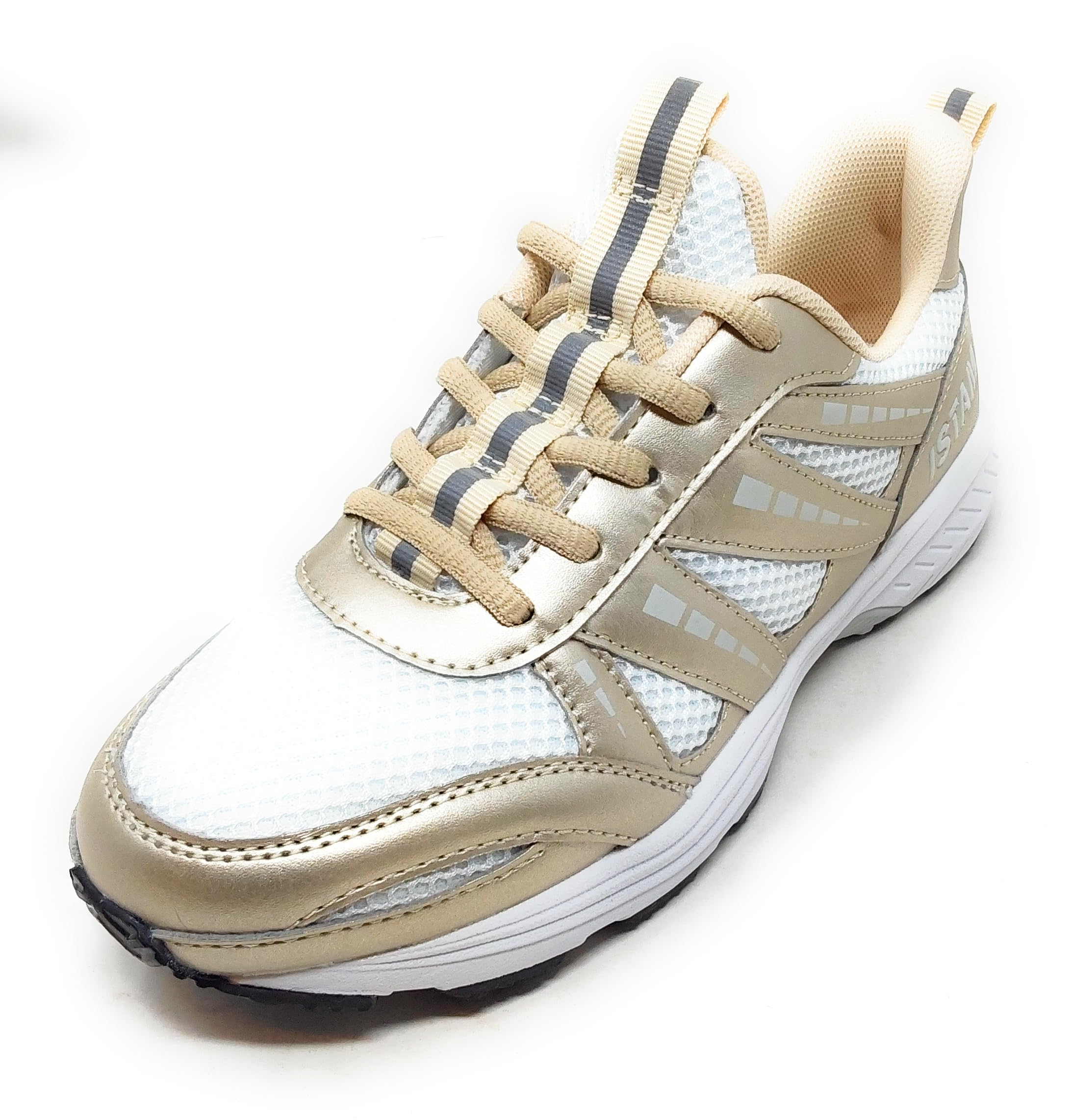 Scarpe Sportive Donna Antipronazione e Antitorsione,Bianco e Oro,Modello IMAA3913,Suola con Doppia Densità